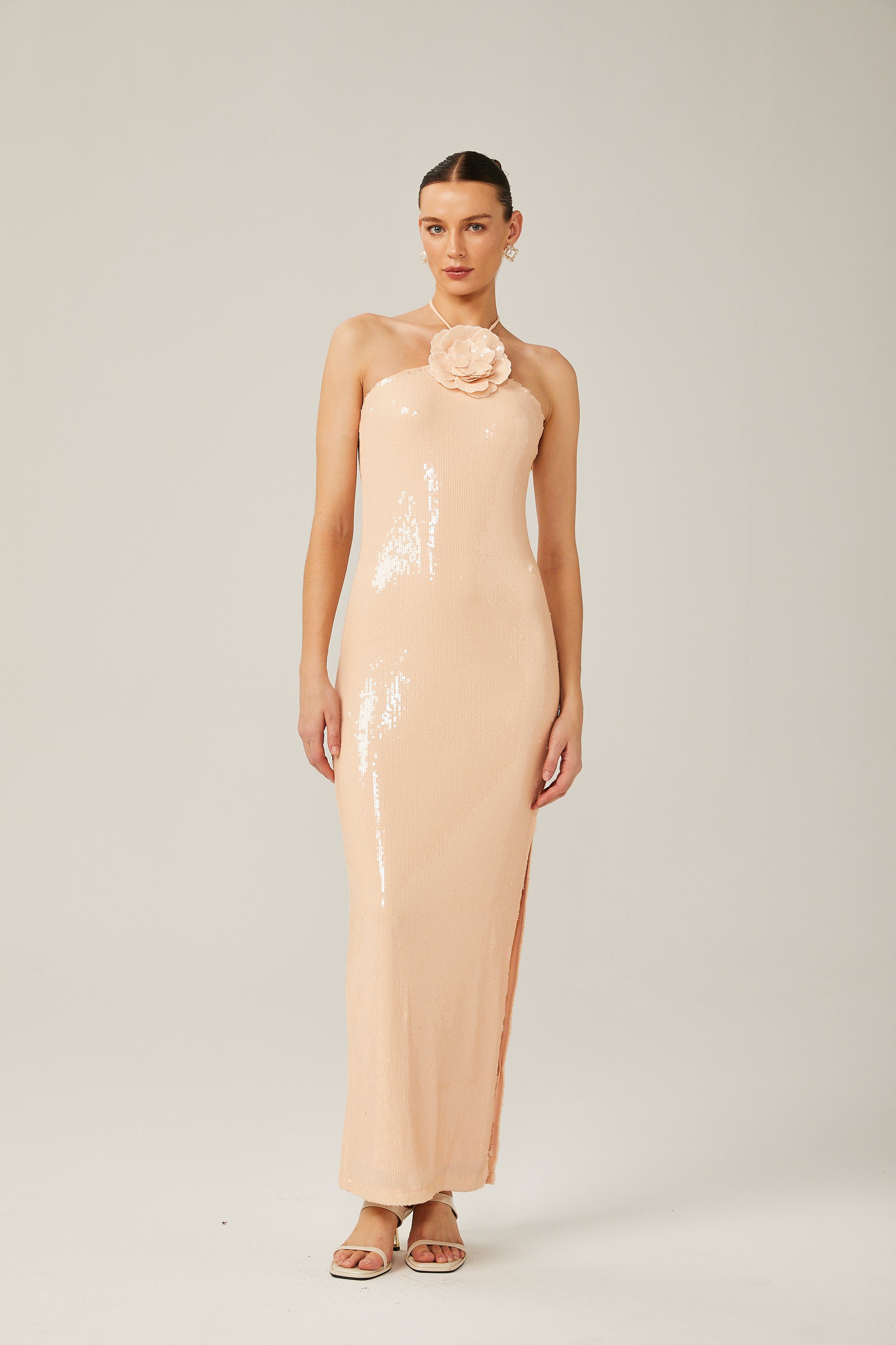 Yvette halterneck sequined maxi dress