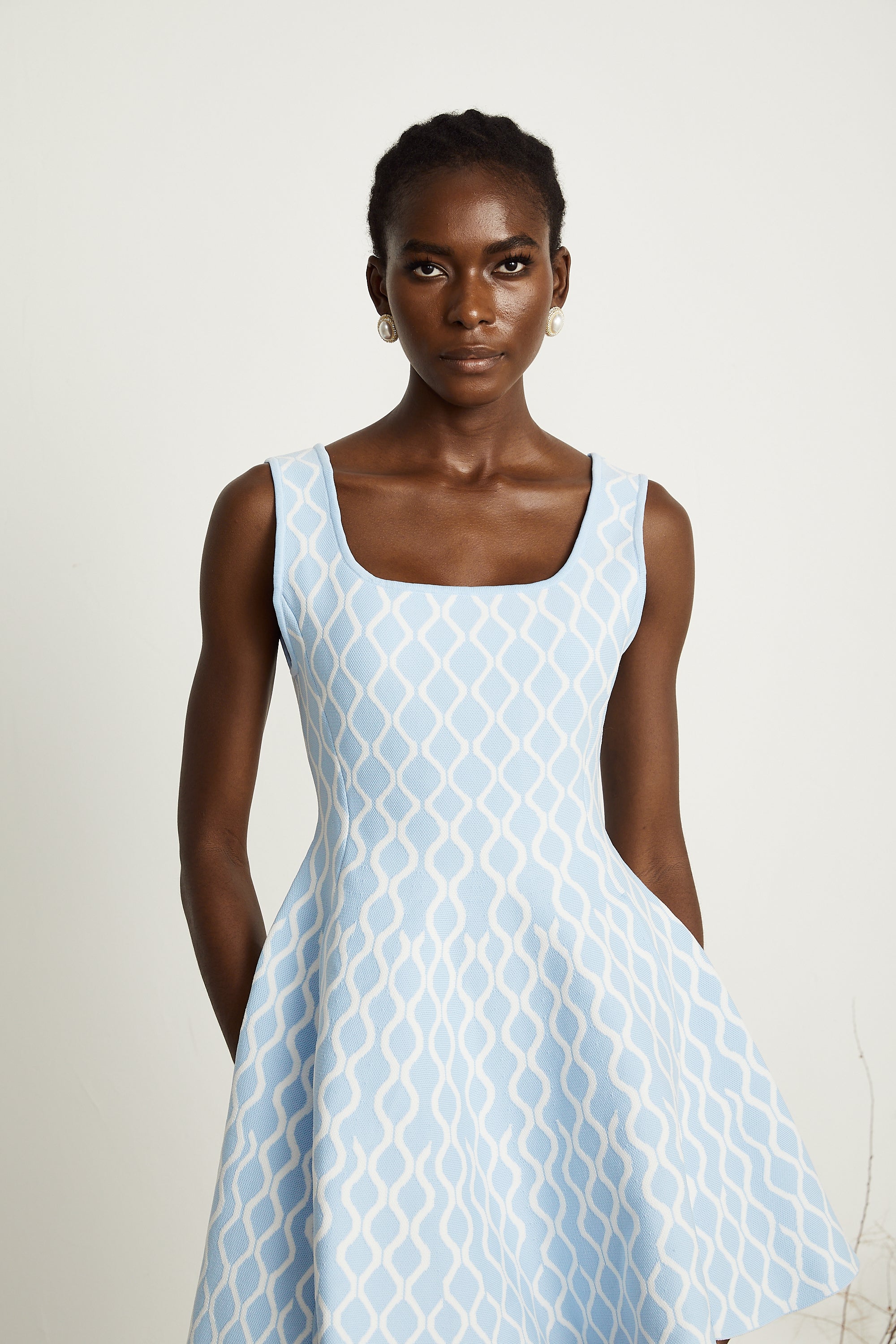 Hélène patterned-jacquard sleeveless mini dress