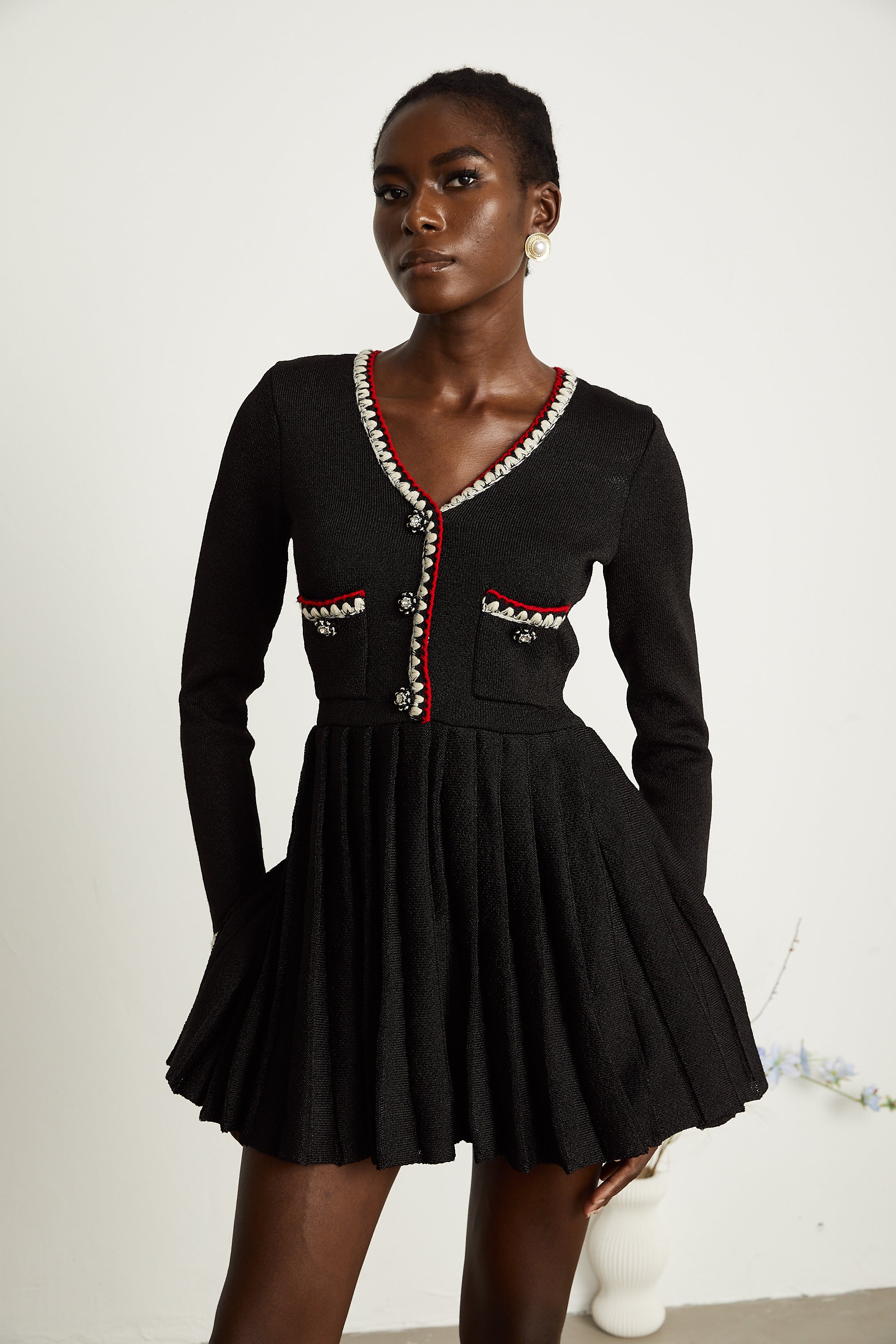 Aëlle knitted pleated mini dress