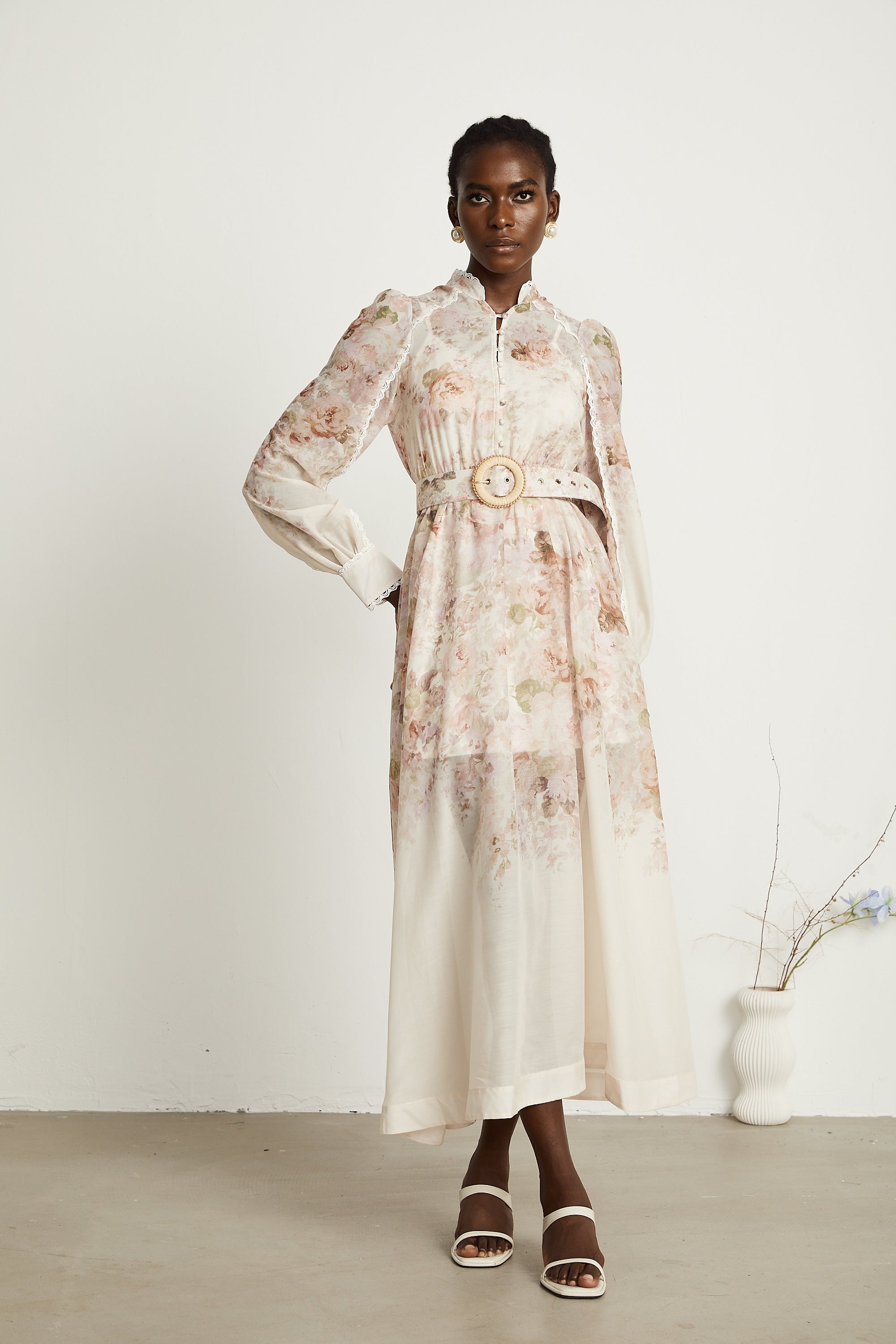 Ariane floral-print belted midi dress