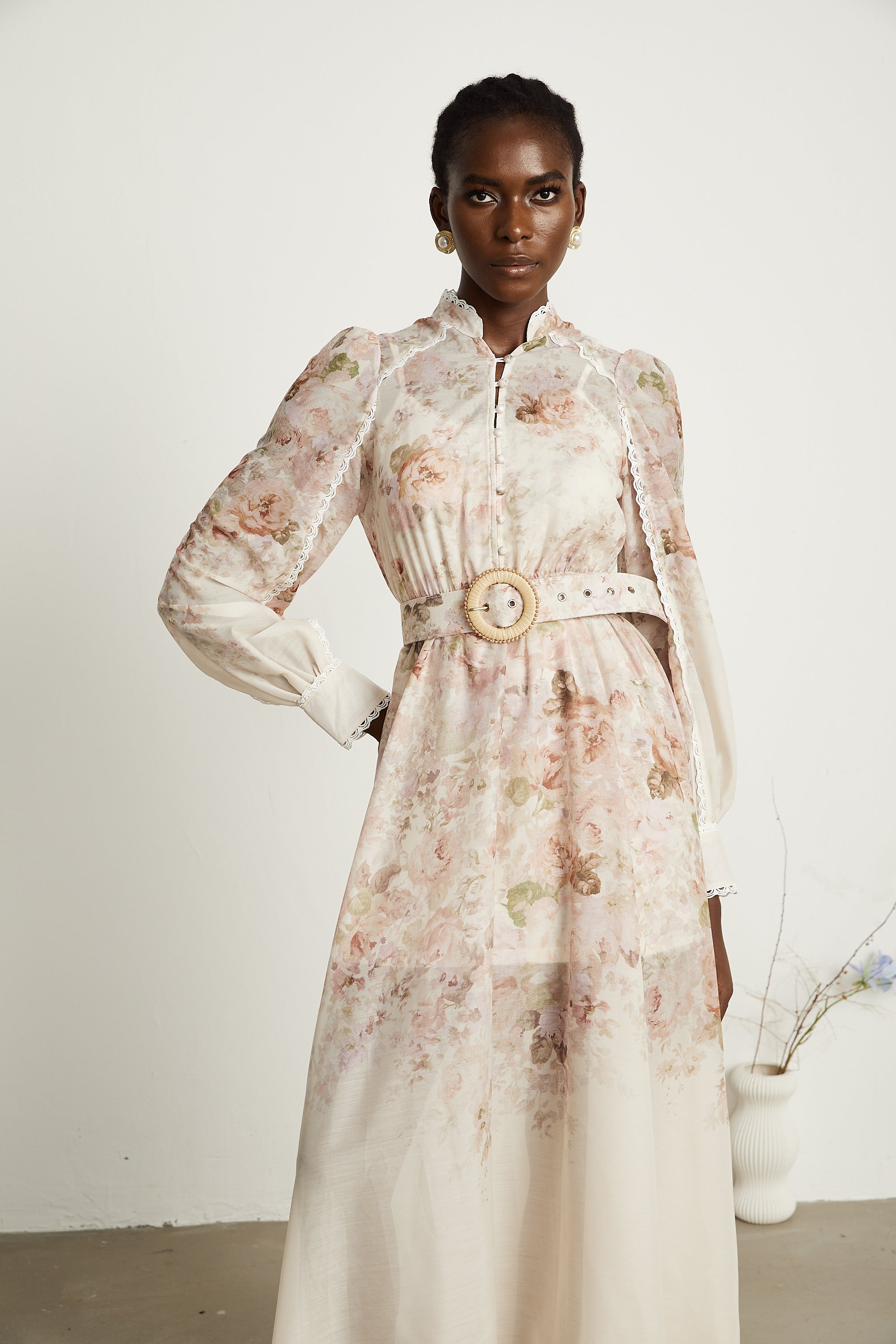 Ariane floral-print belted midi dress