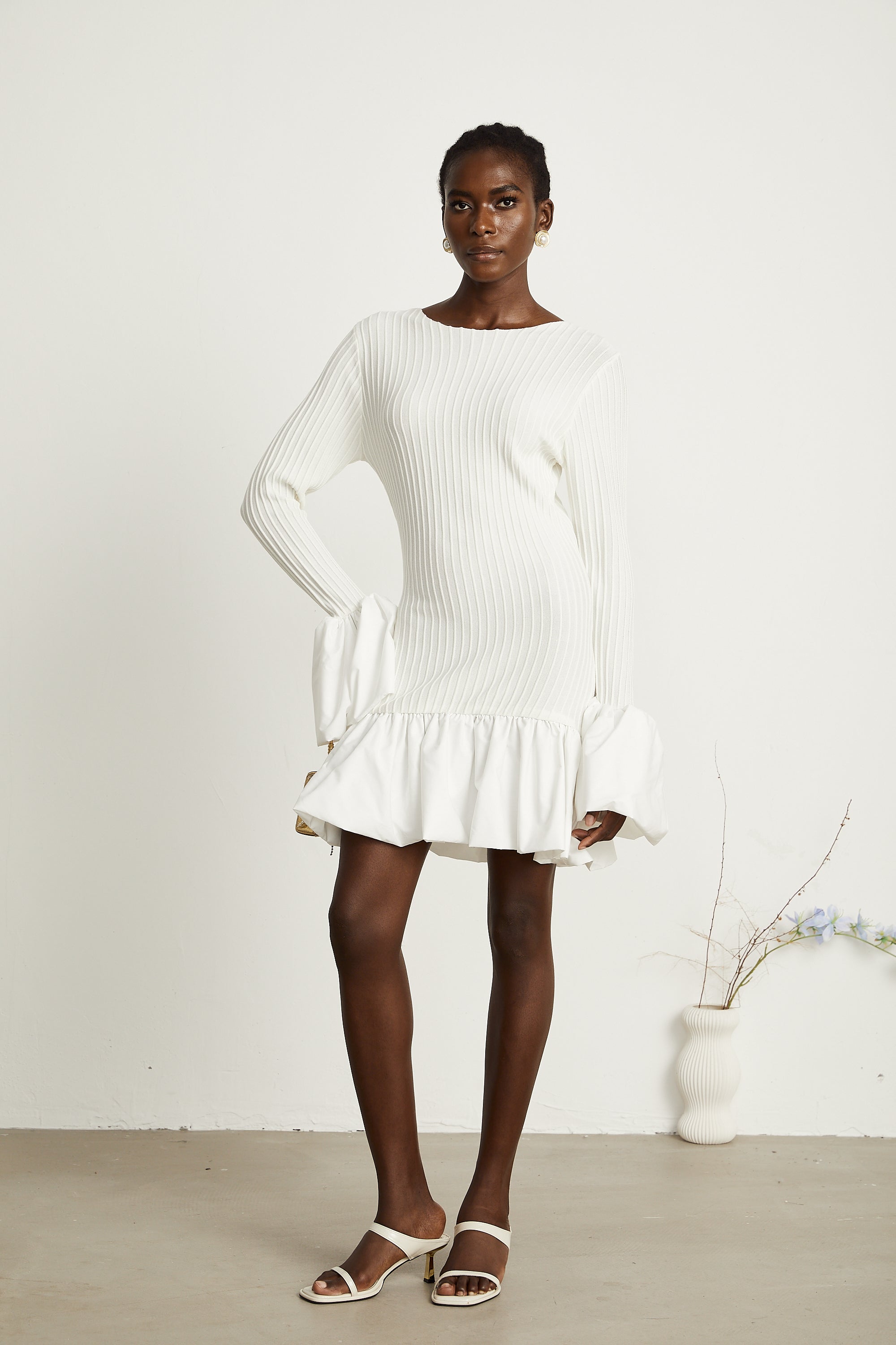 Gabriela knit-panelled pleated mini dress