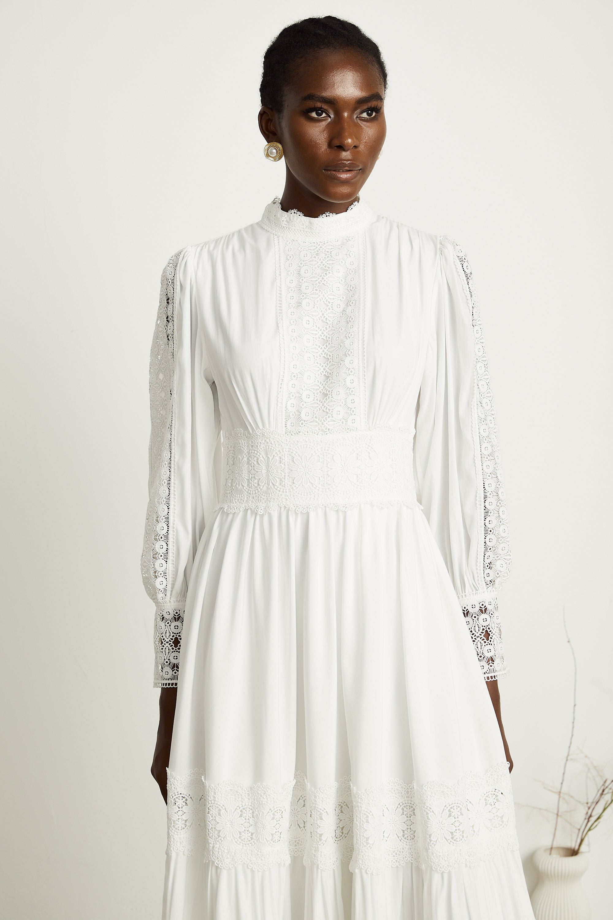 Severine cut-out lace-panelled midi dress