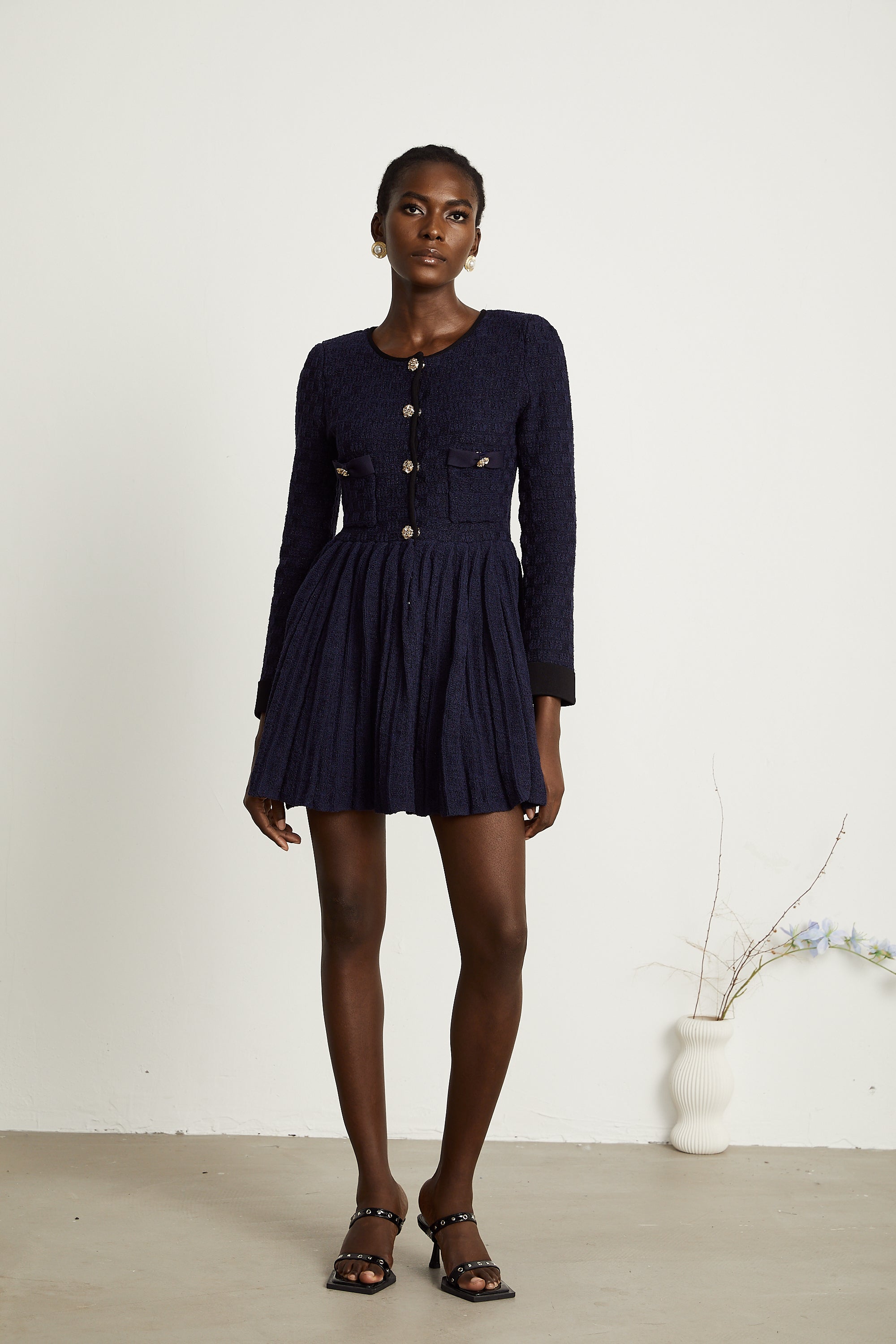 Cloé knitted pleated mini dress