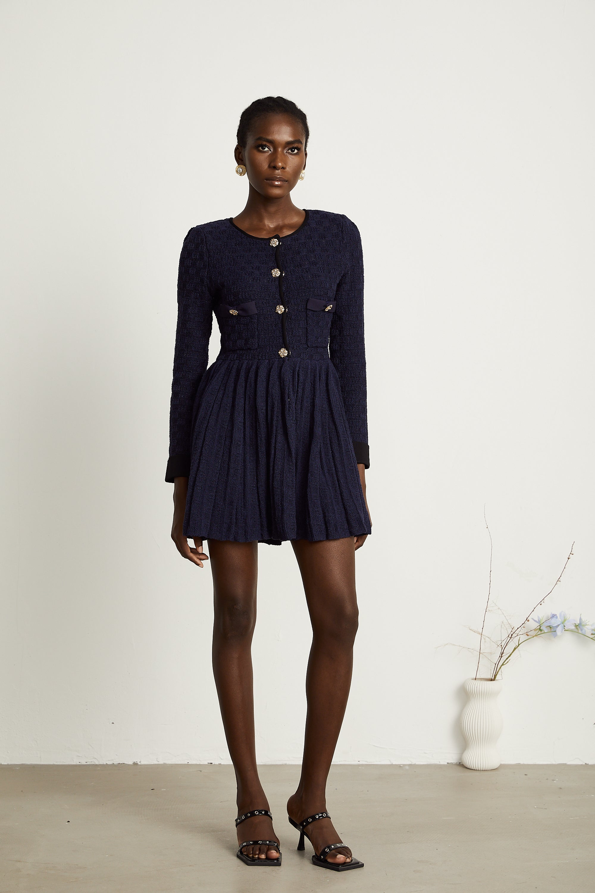 Cloé knitted pleated mini dress