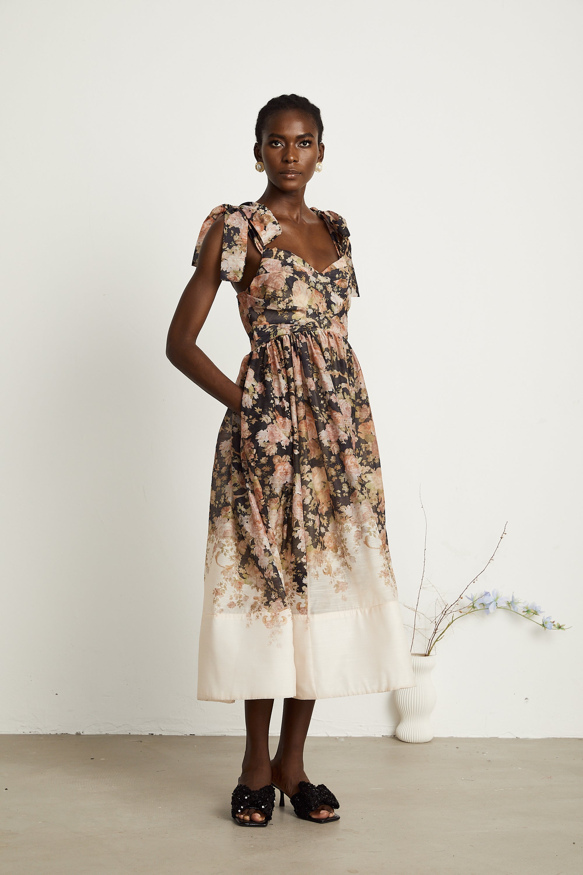 Béatrice floral-print pleated midi dress