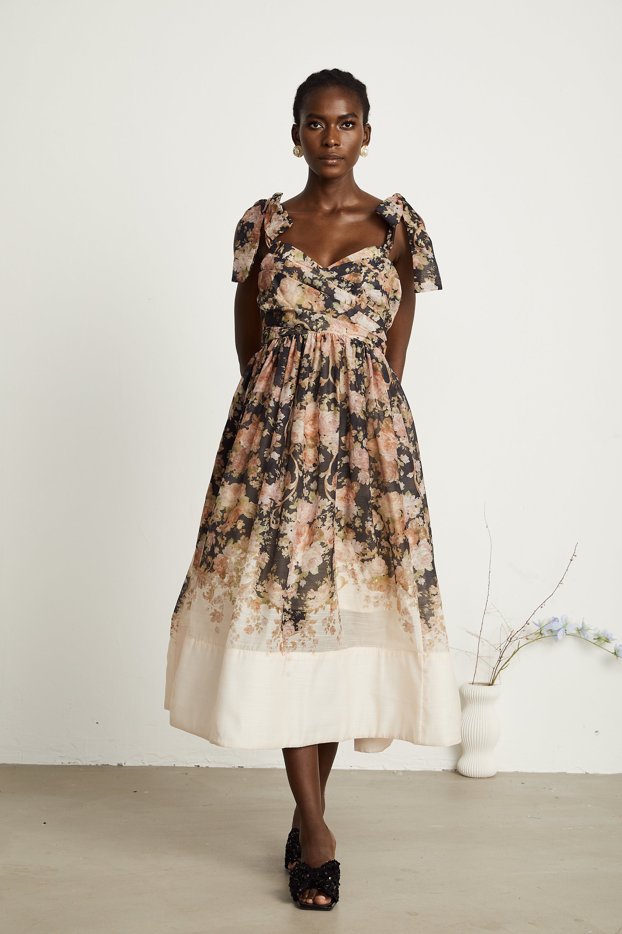 Béatrice floral-print pleated midi dress