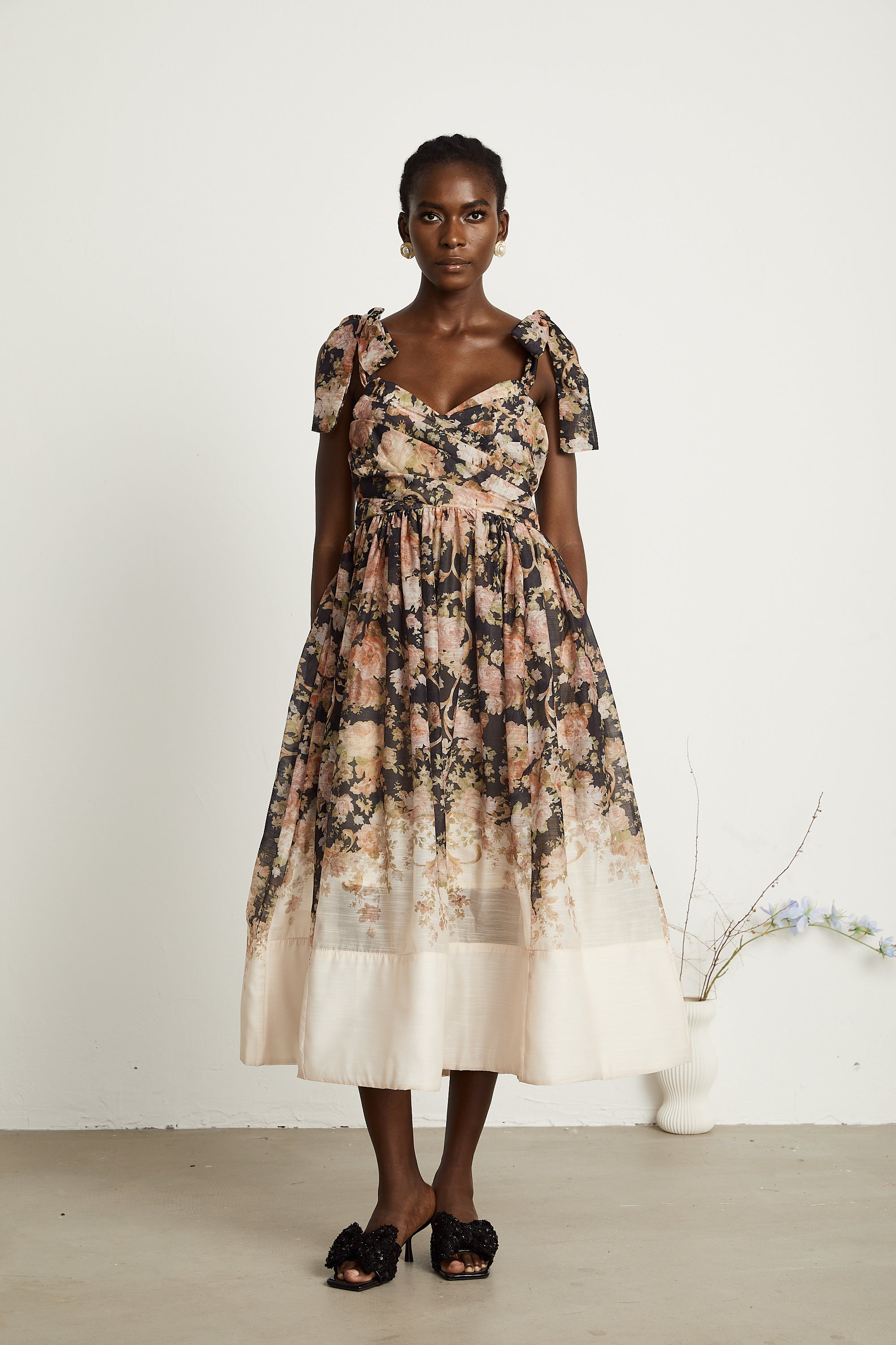 Béatrice floral-print pleated midi dress