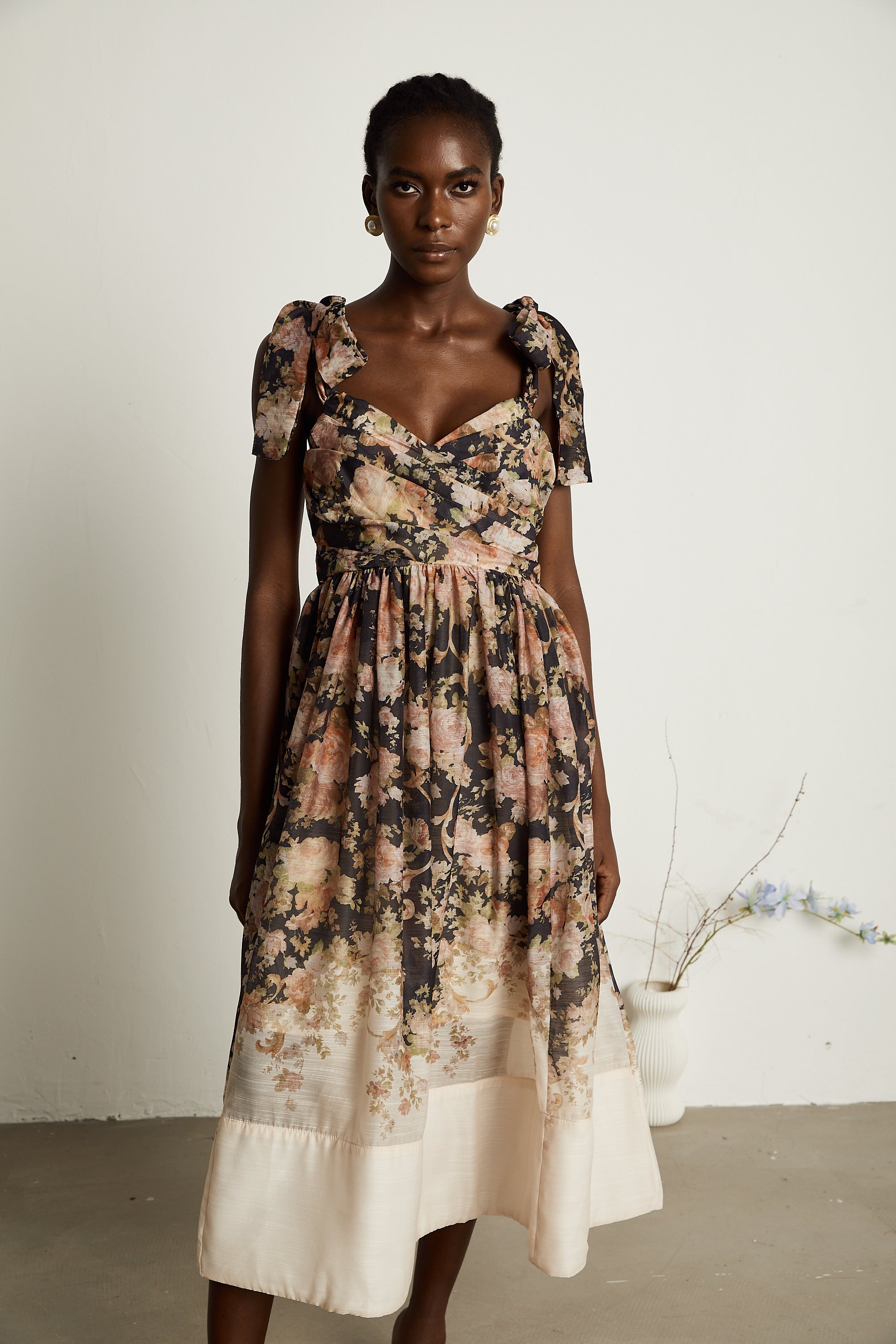 Béatrice floral-print pleated midi dress