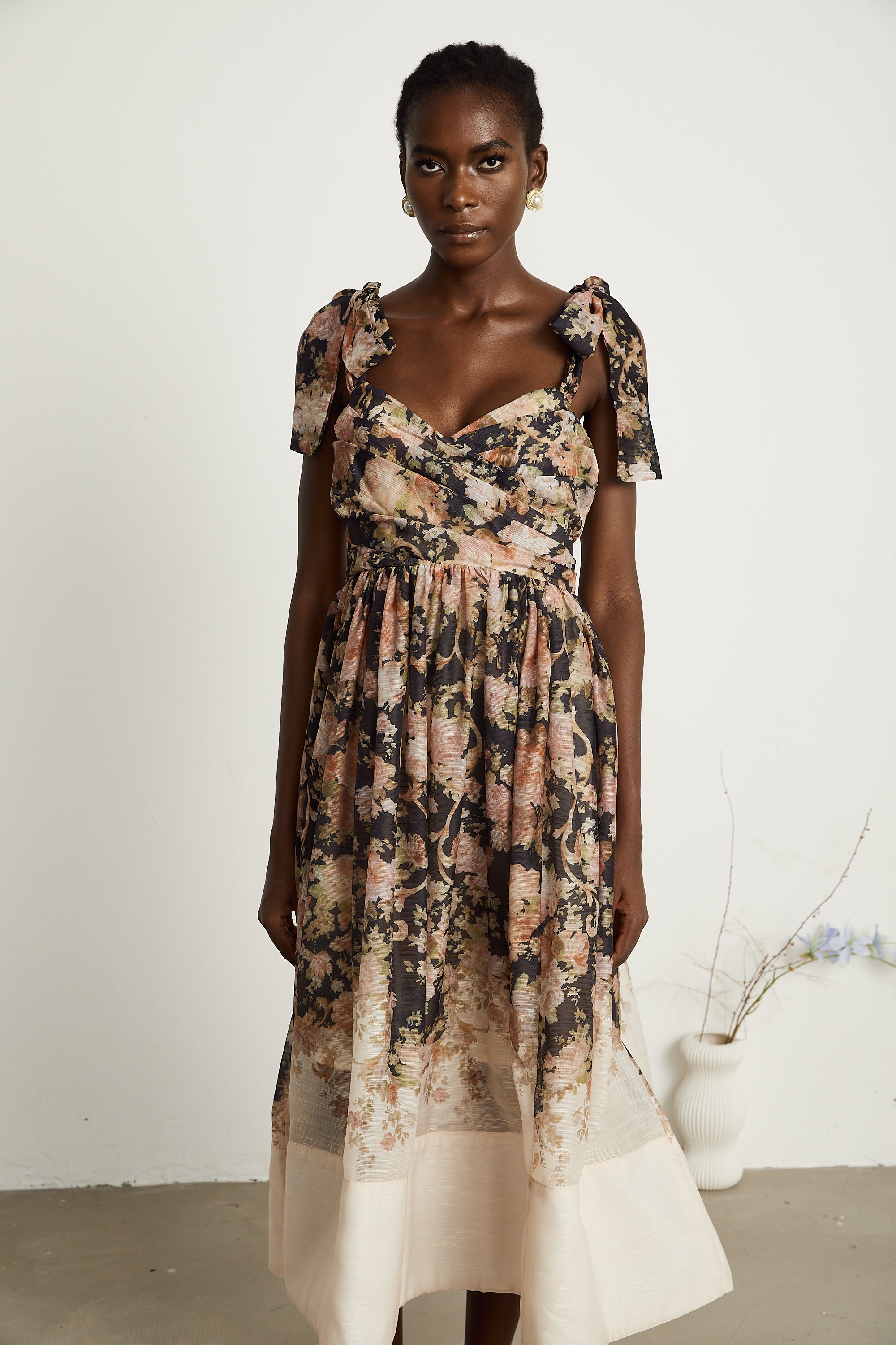 Béatrice floral-print pleated midi dress