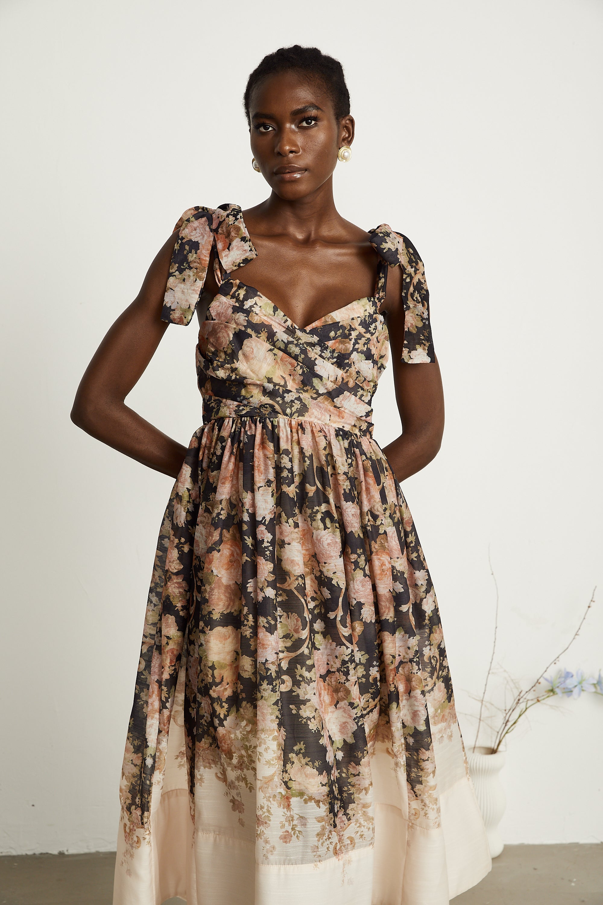 Béatrice floral-print pleated midi dress