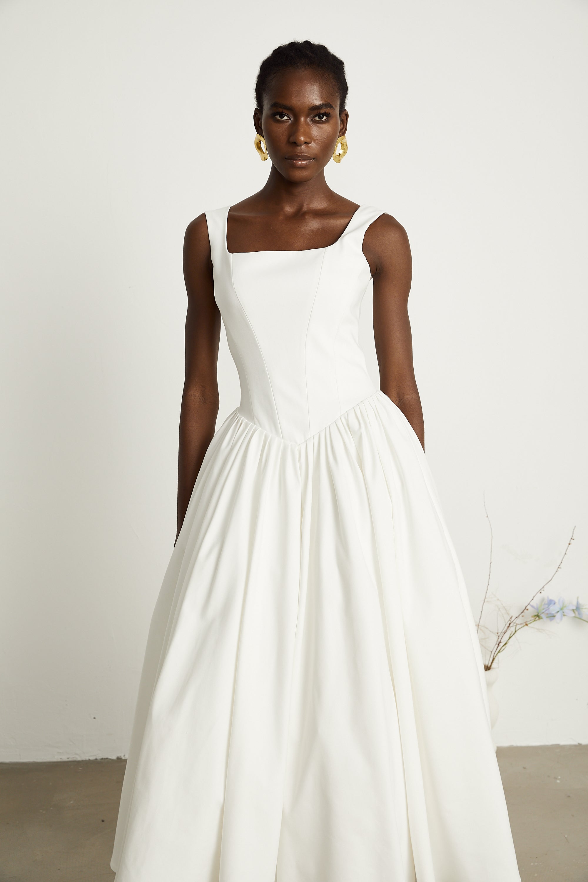 Sadie white pleated corset gown dress