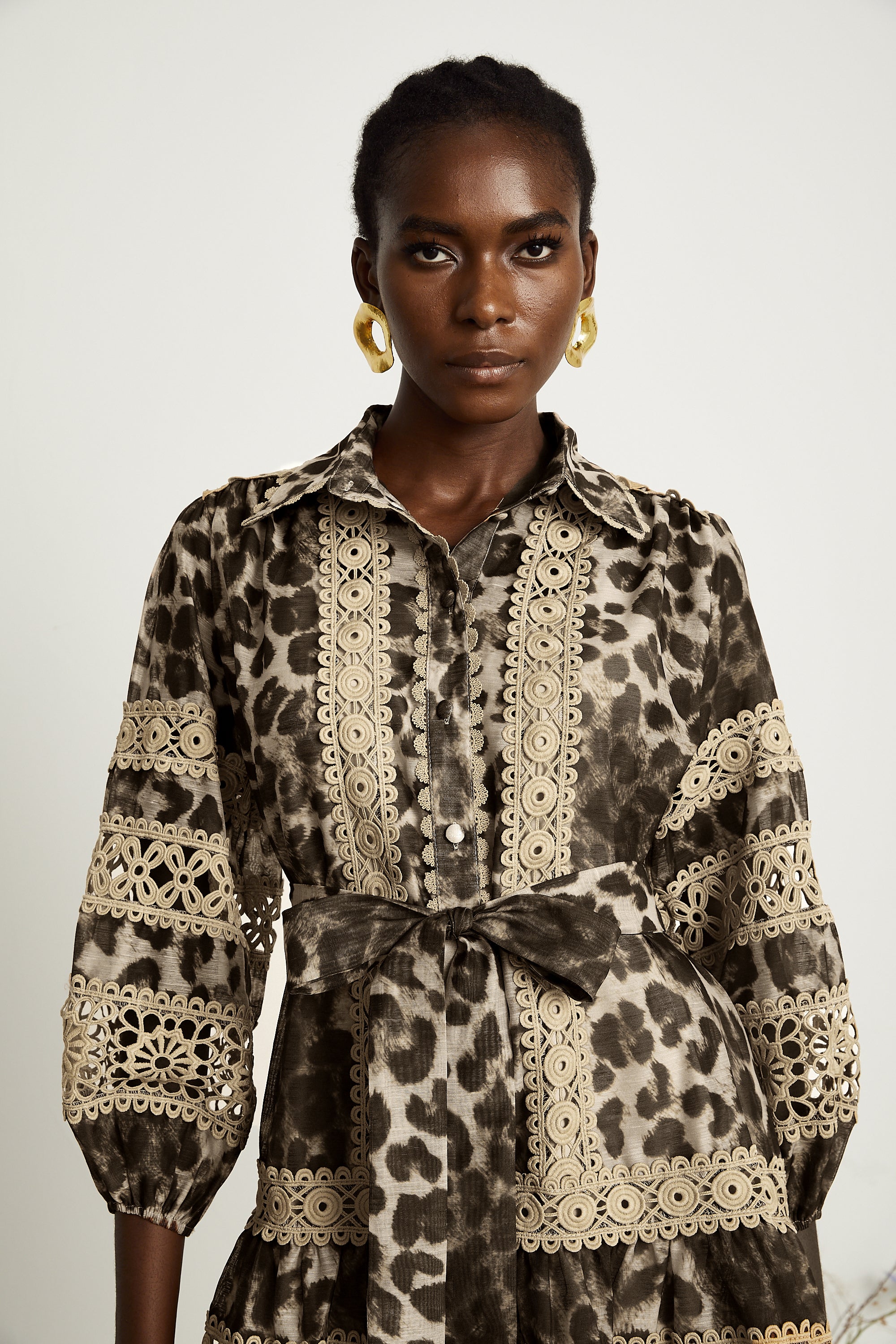 Léonor leopard-print cut-out panelled mini dress（Final Sale）