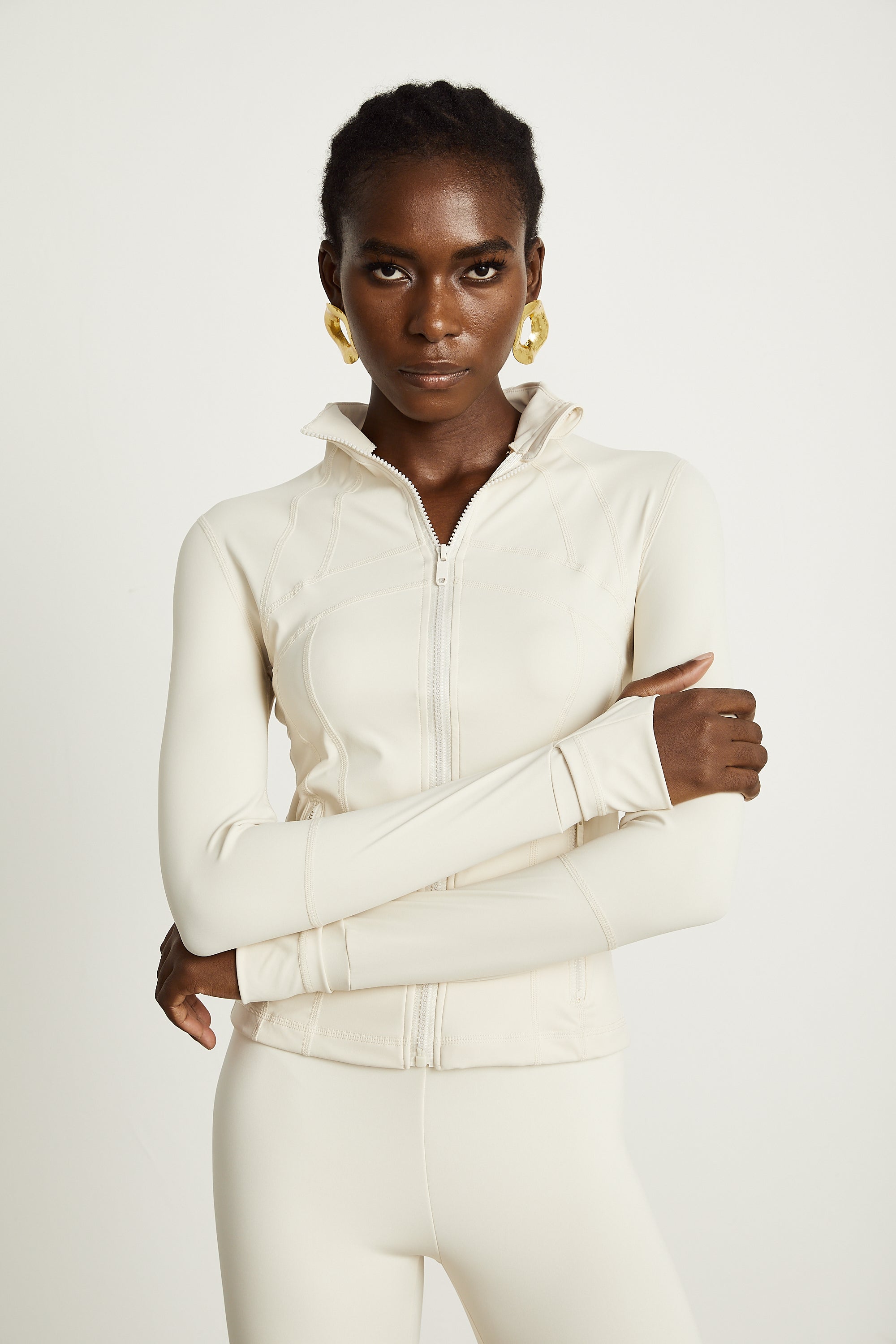 Noele white full-zip define jacket