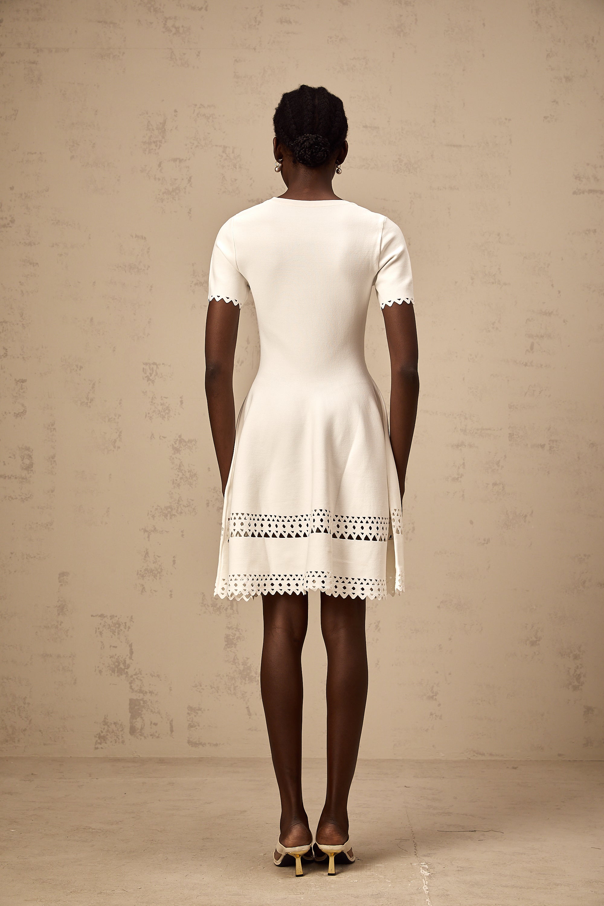 Fleur white cut-out knitted mini dress