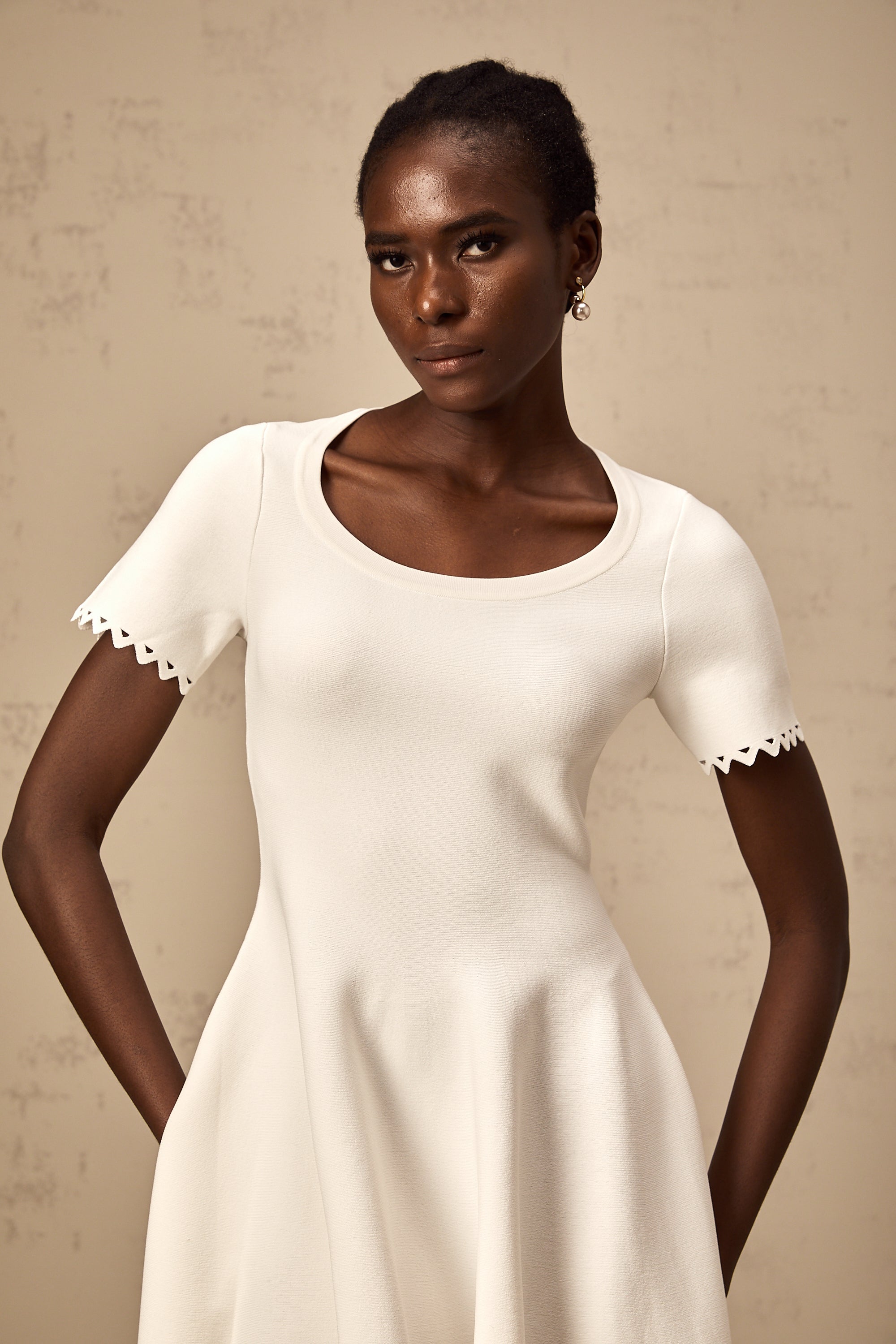 Fleur white cut-out knitted mini dress