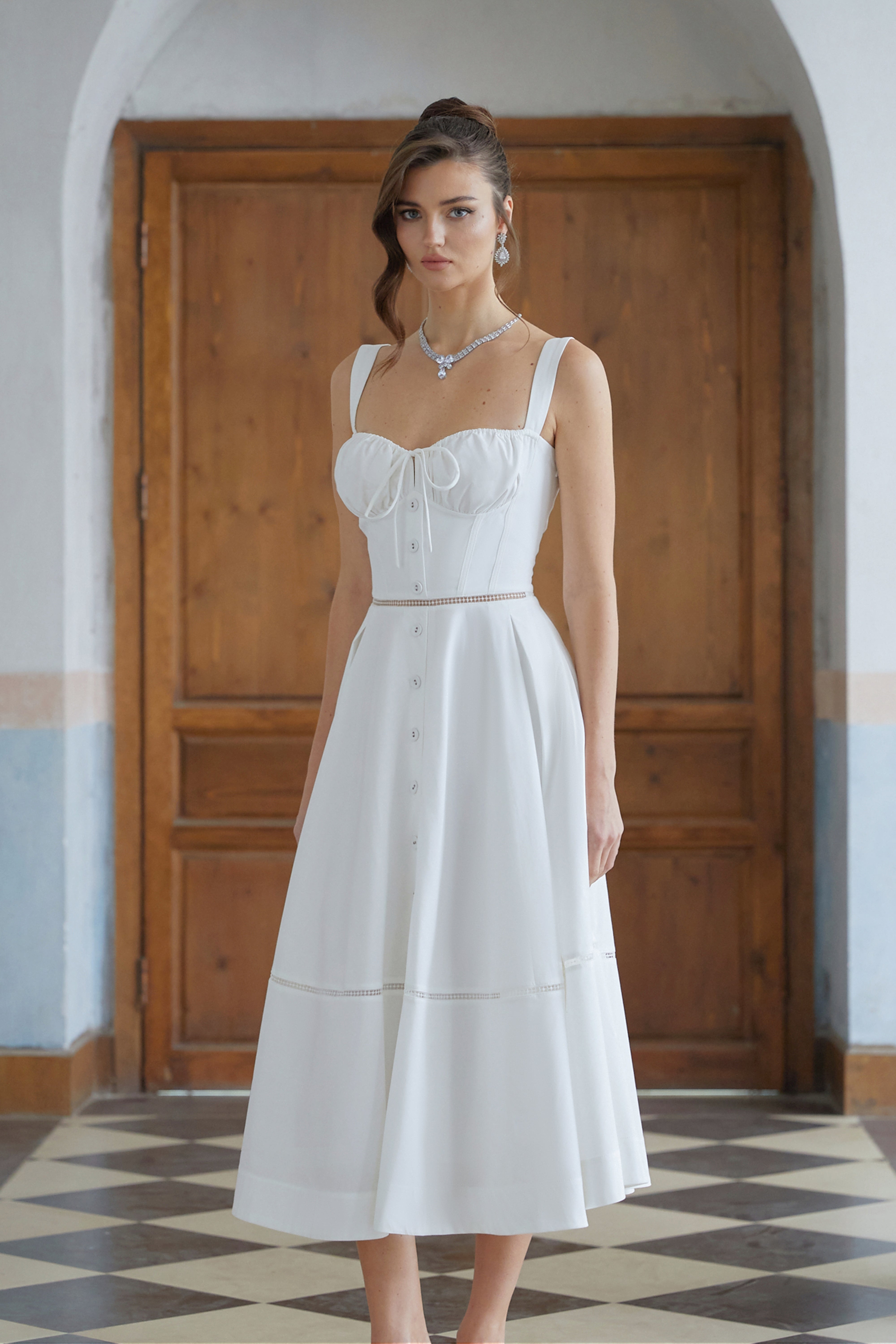 Niamh White Cut Out Corset Midi Dress