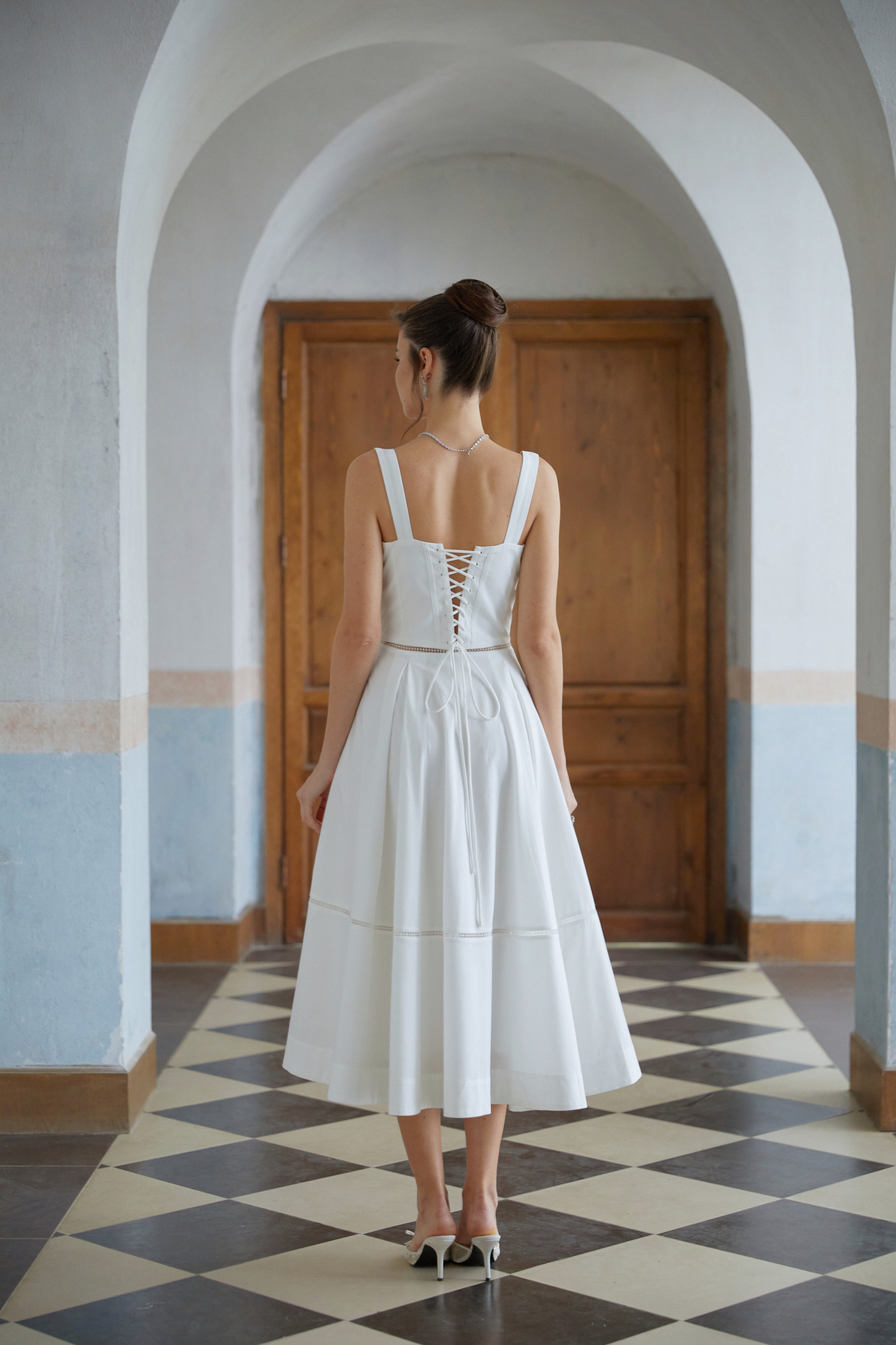 Niamh White Cut Out Corset Midi Dress