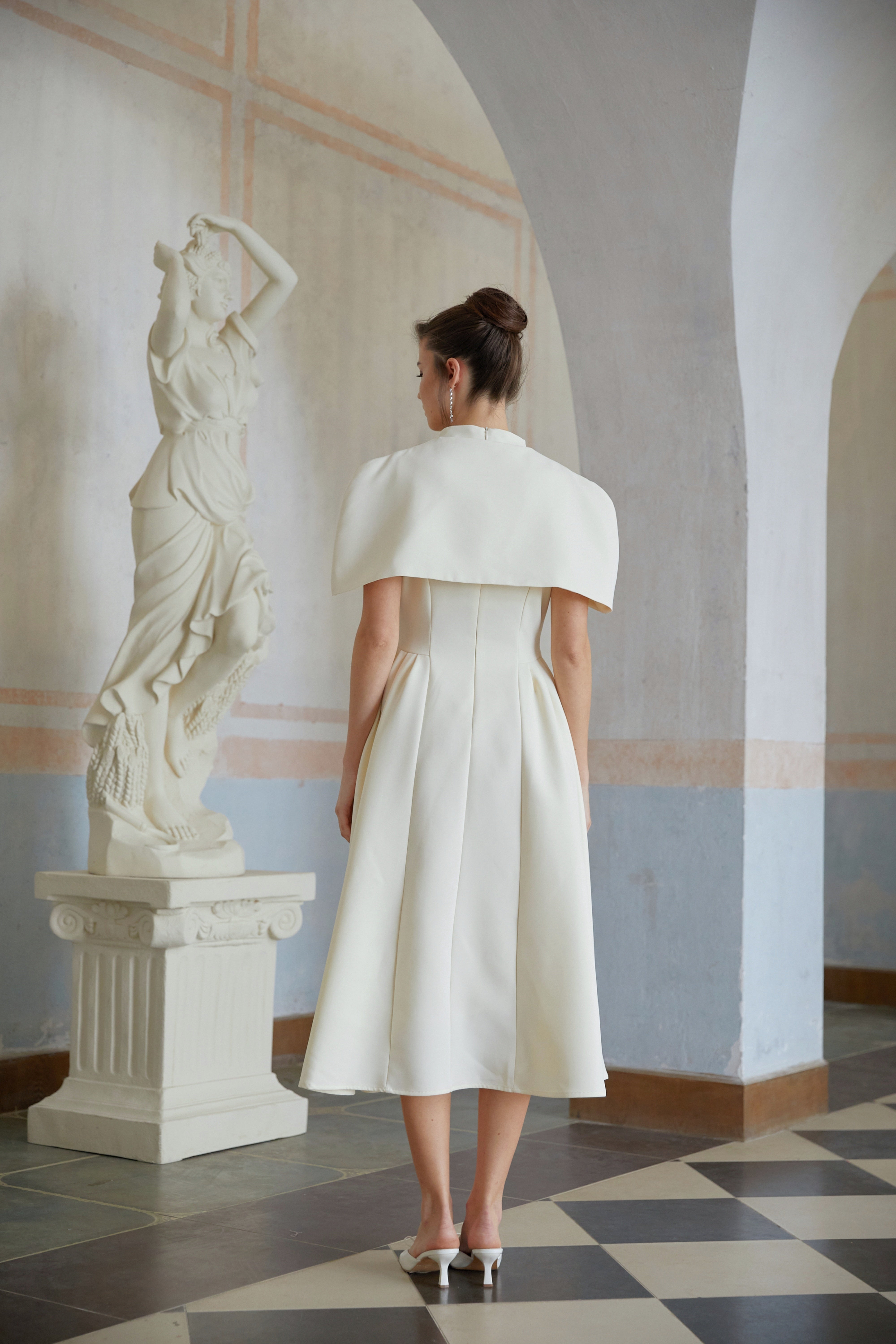 Lovisa Neutral Shawl Detail Shirred Midi Dress