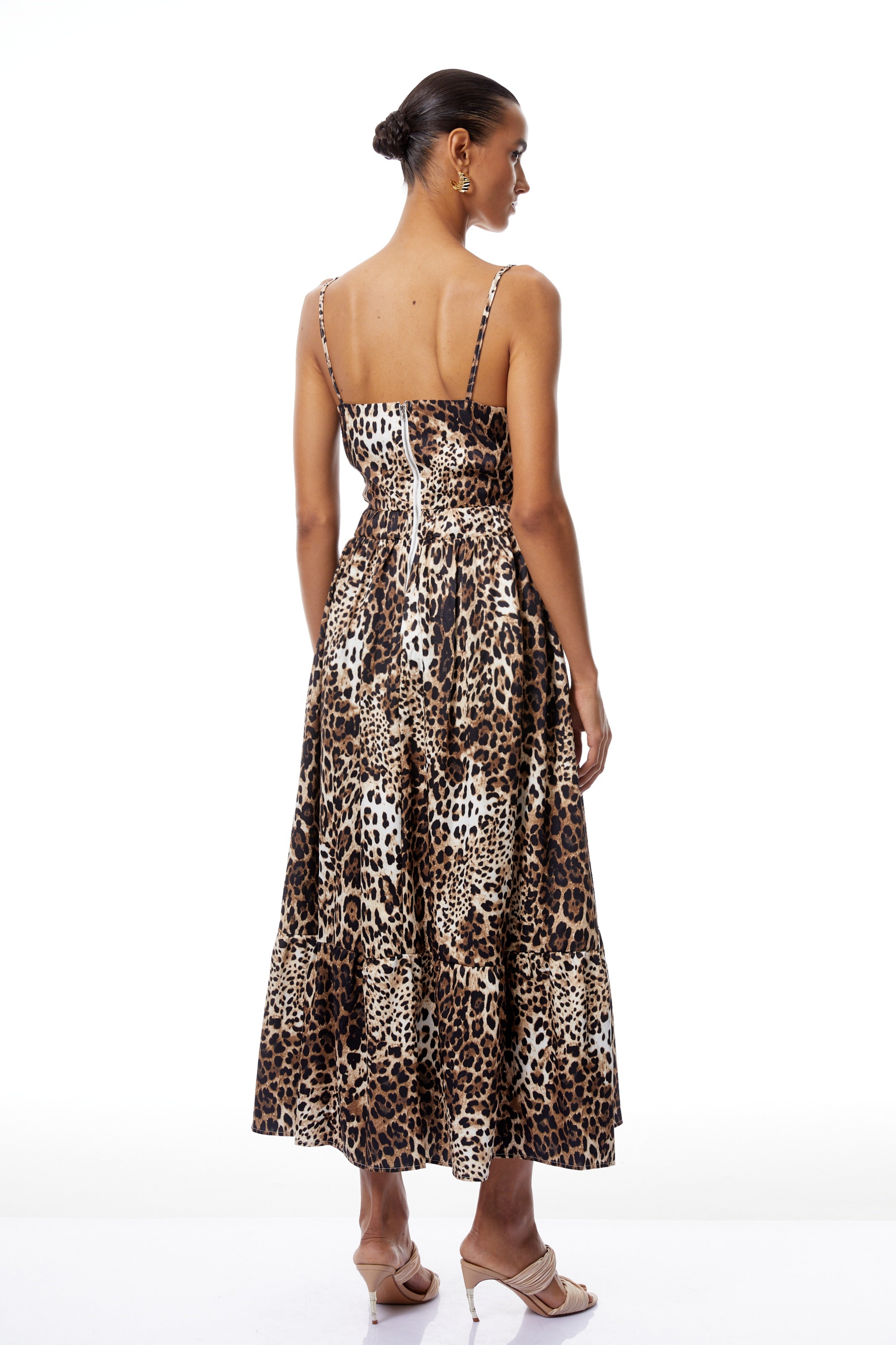 Allegra Brown Maxikleid mit Leopardenmuster