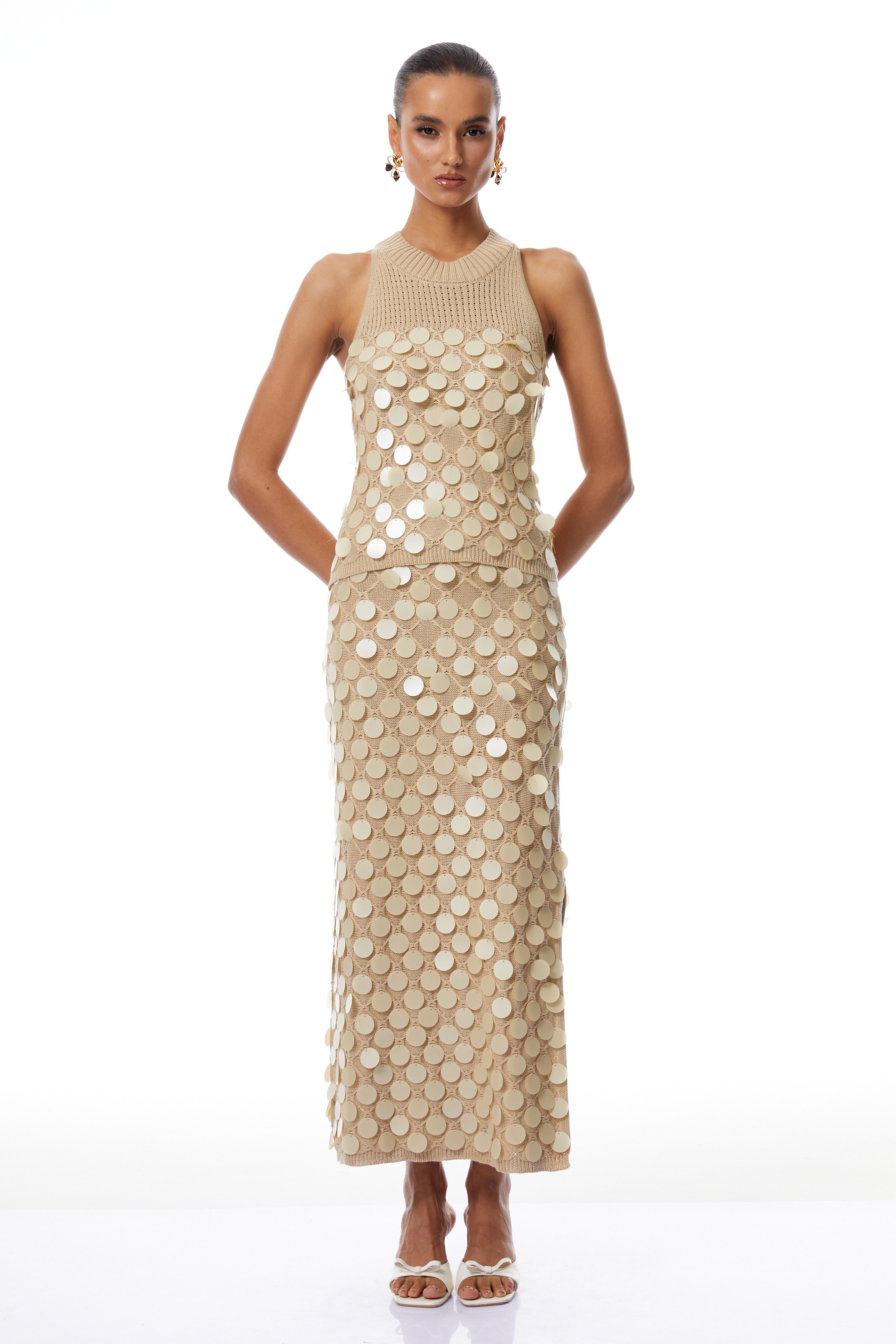 Vincenza Neutral Pailletten-Ketten-Scheiben-Strickset