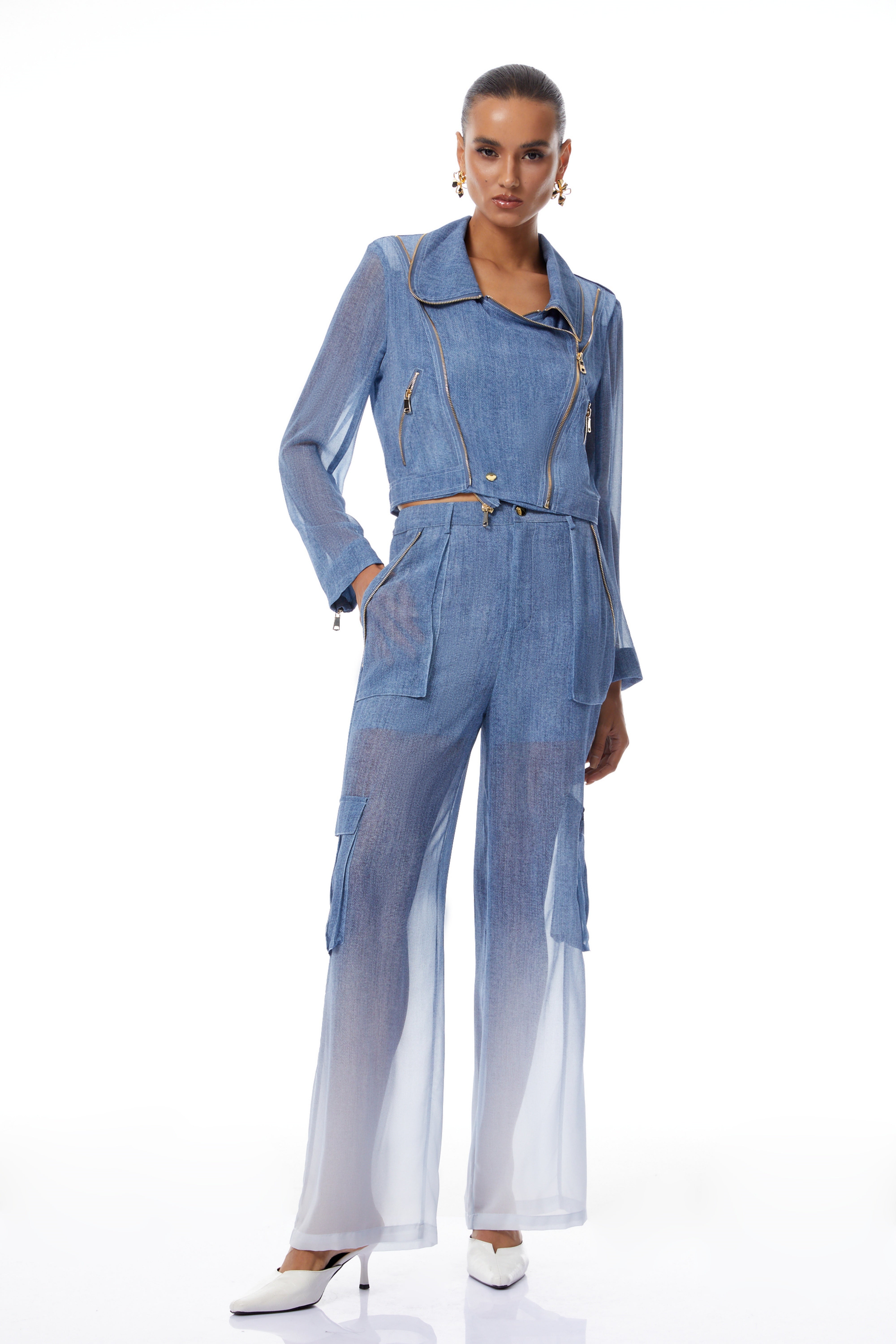 طقم دوريان بلو جاكيت جينز بسحاب