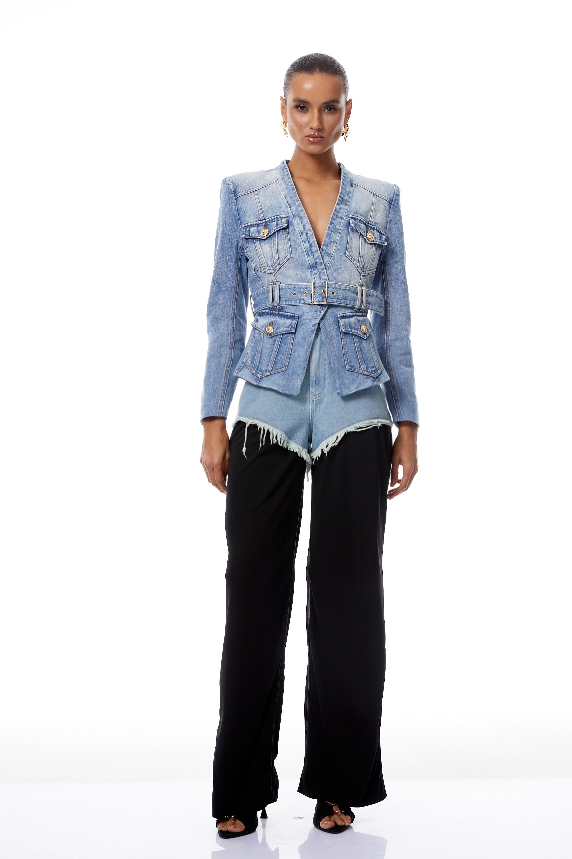 Edda Light Blue Belted Denim Jacket