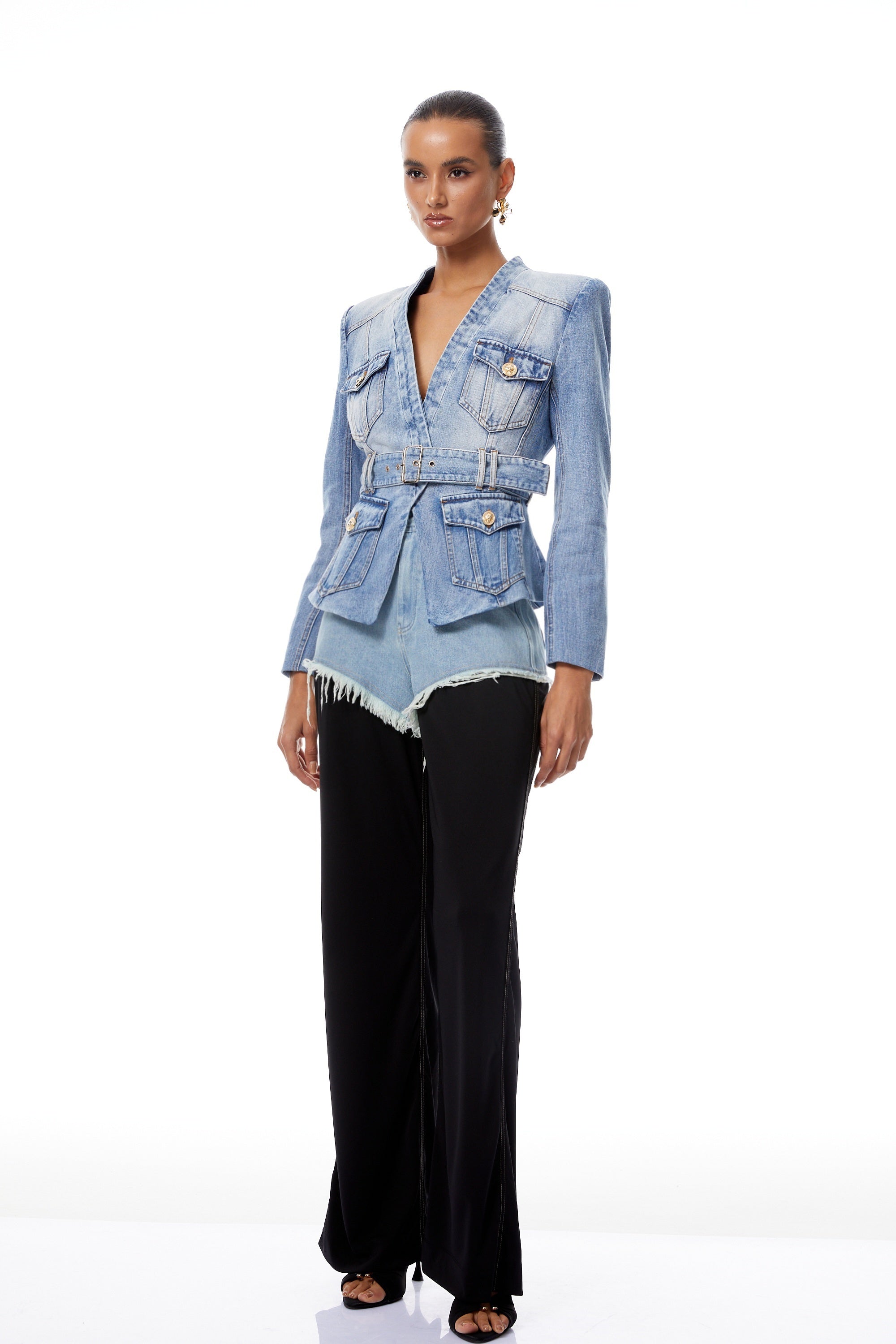 Edda Light Blue Belted Denim Jacket