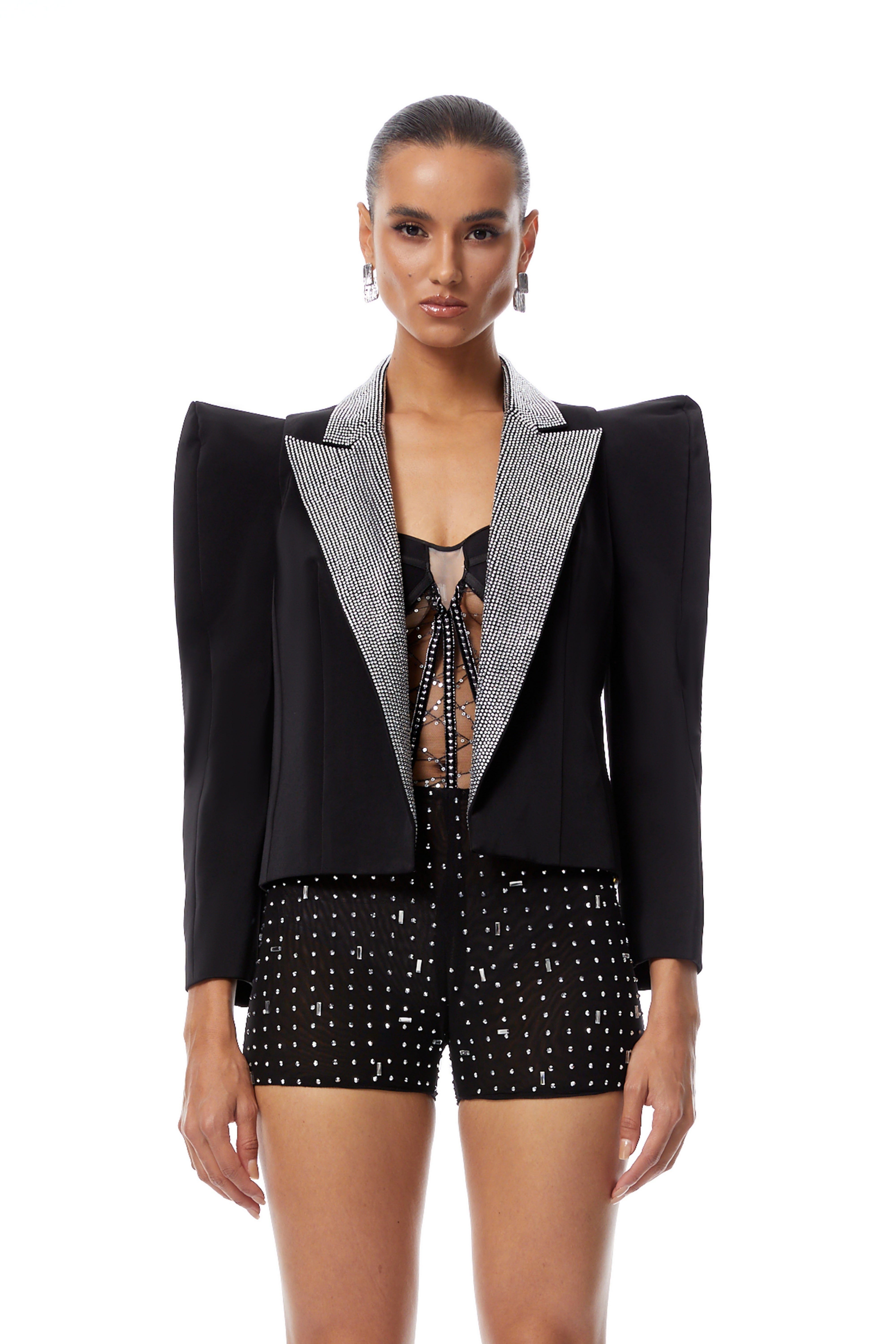 Annamaria Kurzer Blazer mit Strass-Revers in Schwarz