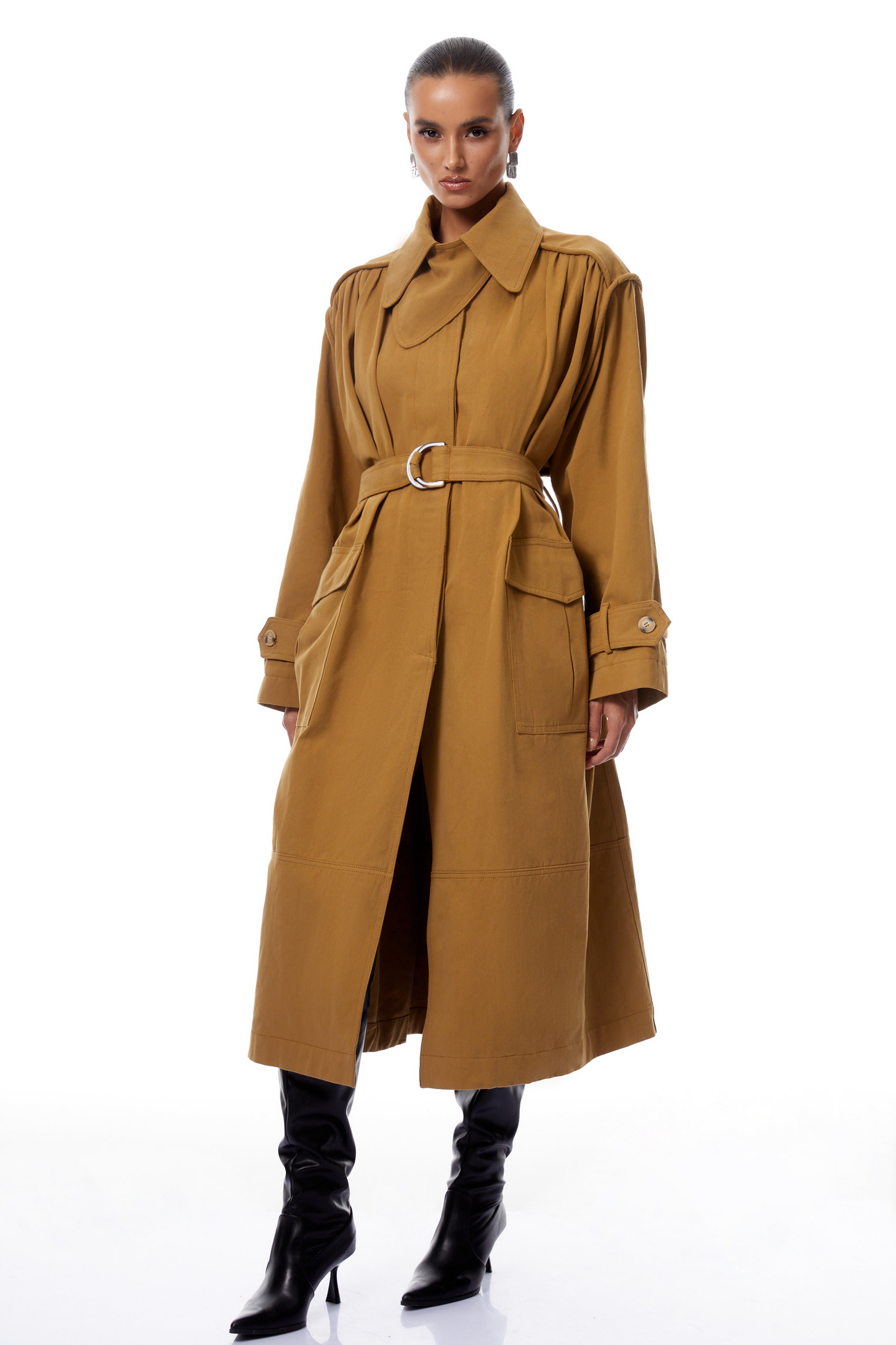 Daniela Ginger langer Trenchcoat mit Gürtel