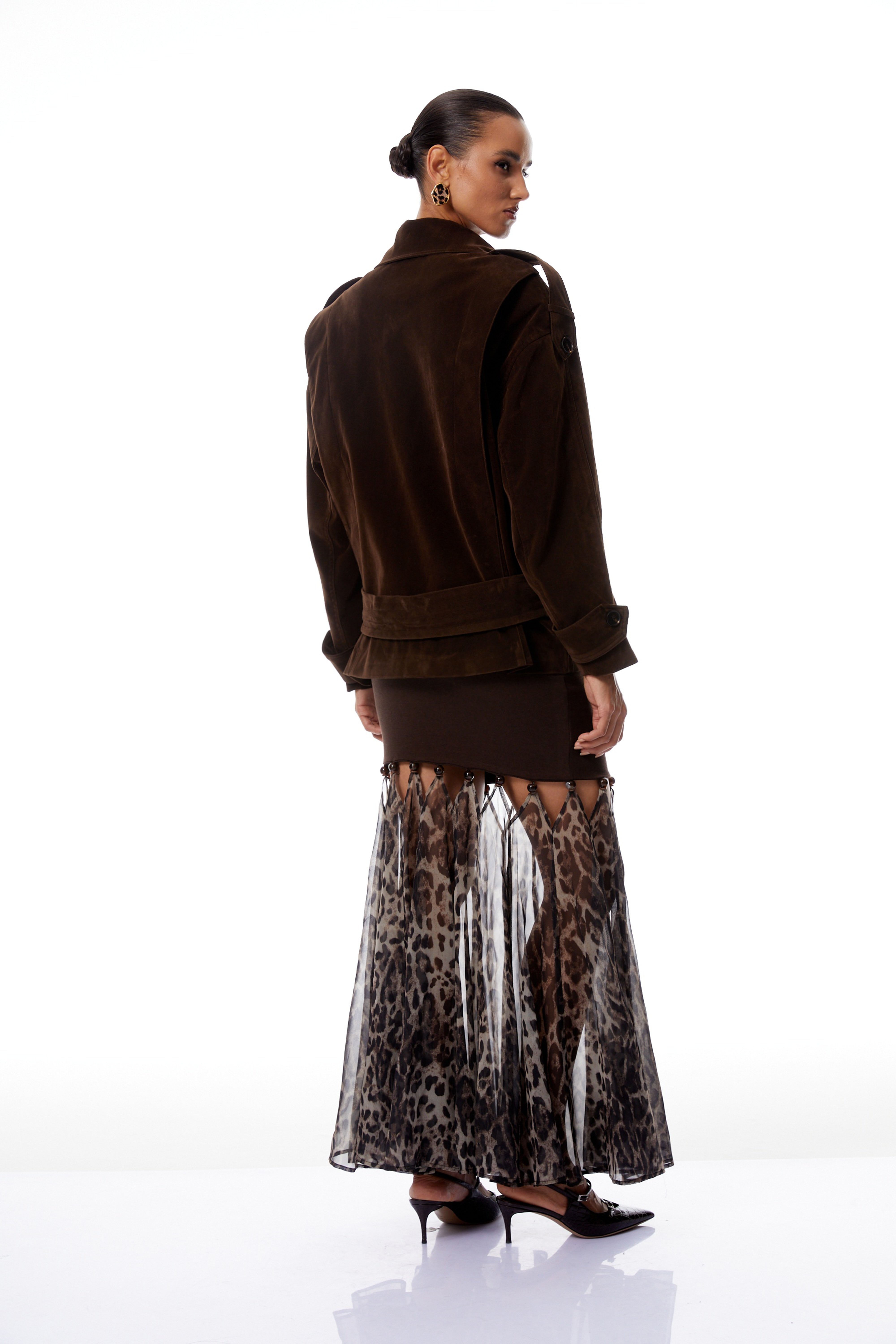 Francesca Brown zweireihiger Wildleder-Trenchcoat