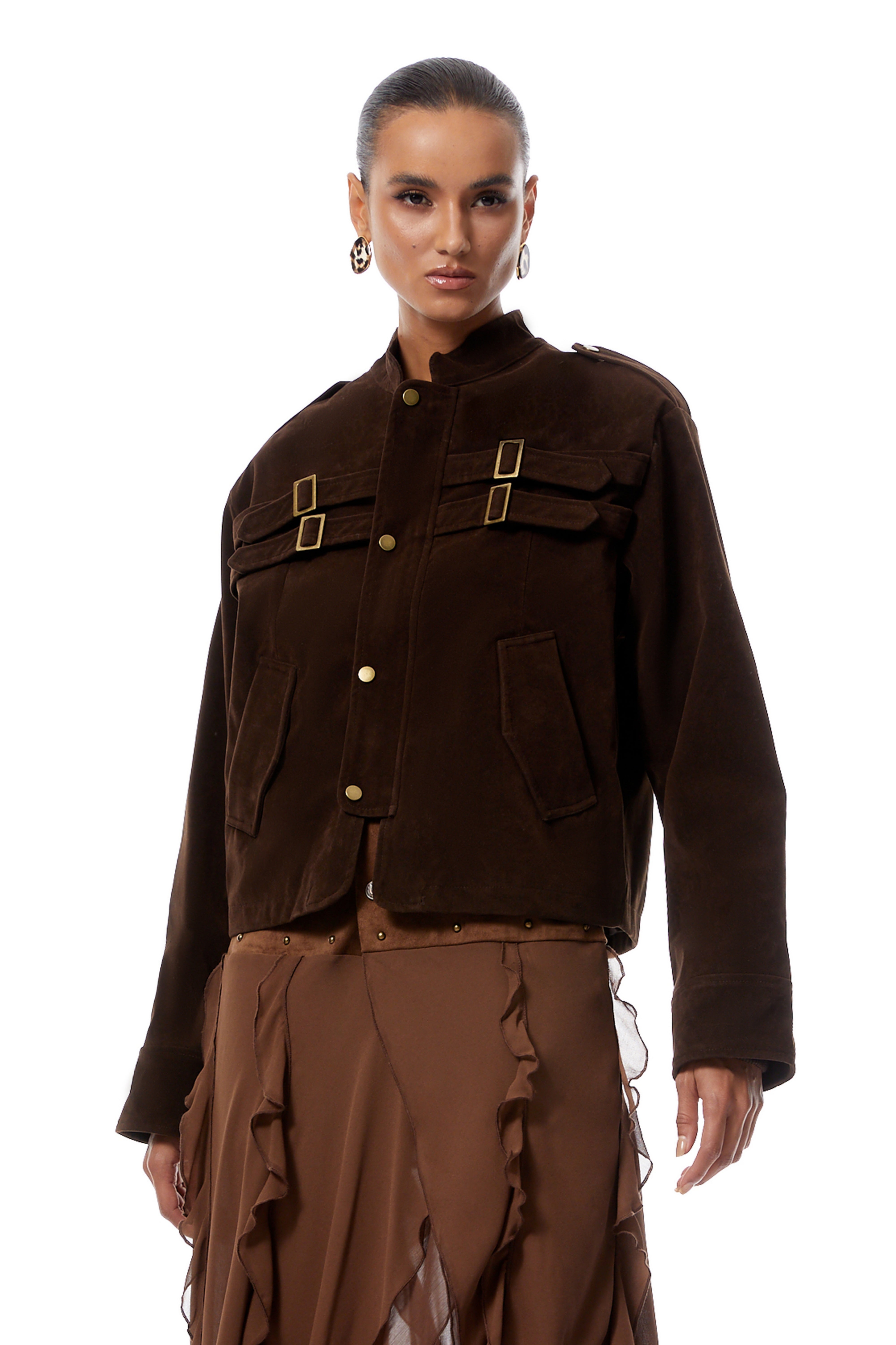 Madeline Brown Wildlederjacke mit Schnallendetail