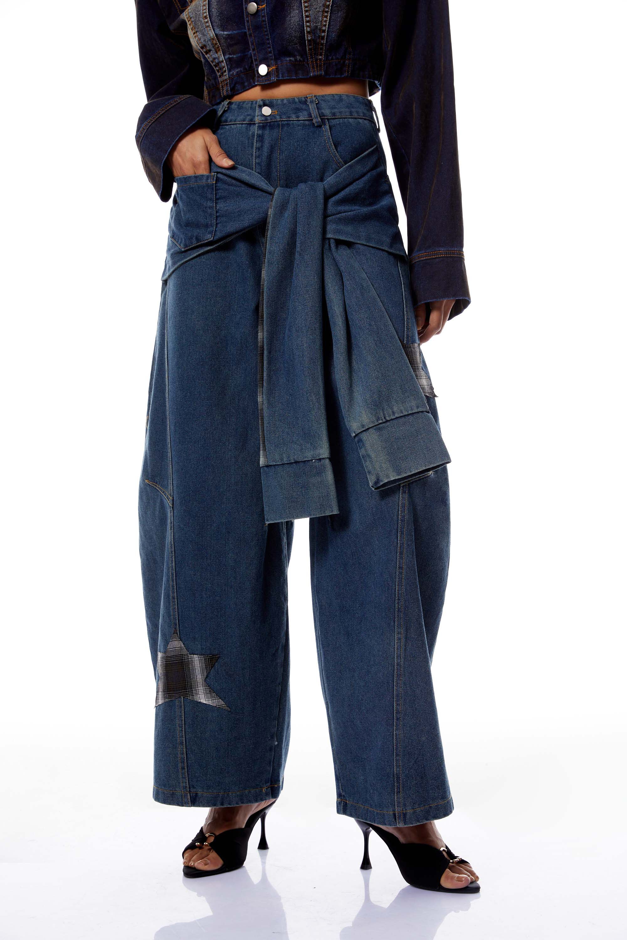 بنطال جينز واسع منقوش من جاستين بلو