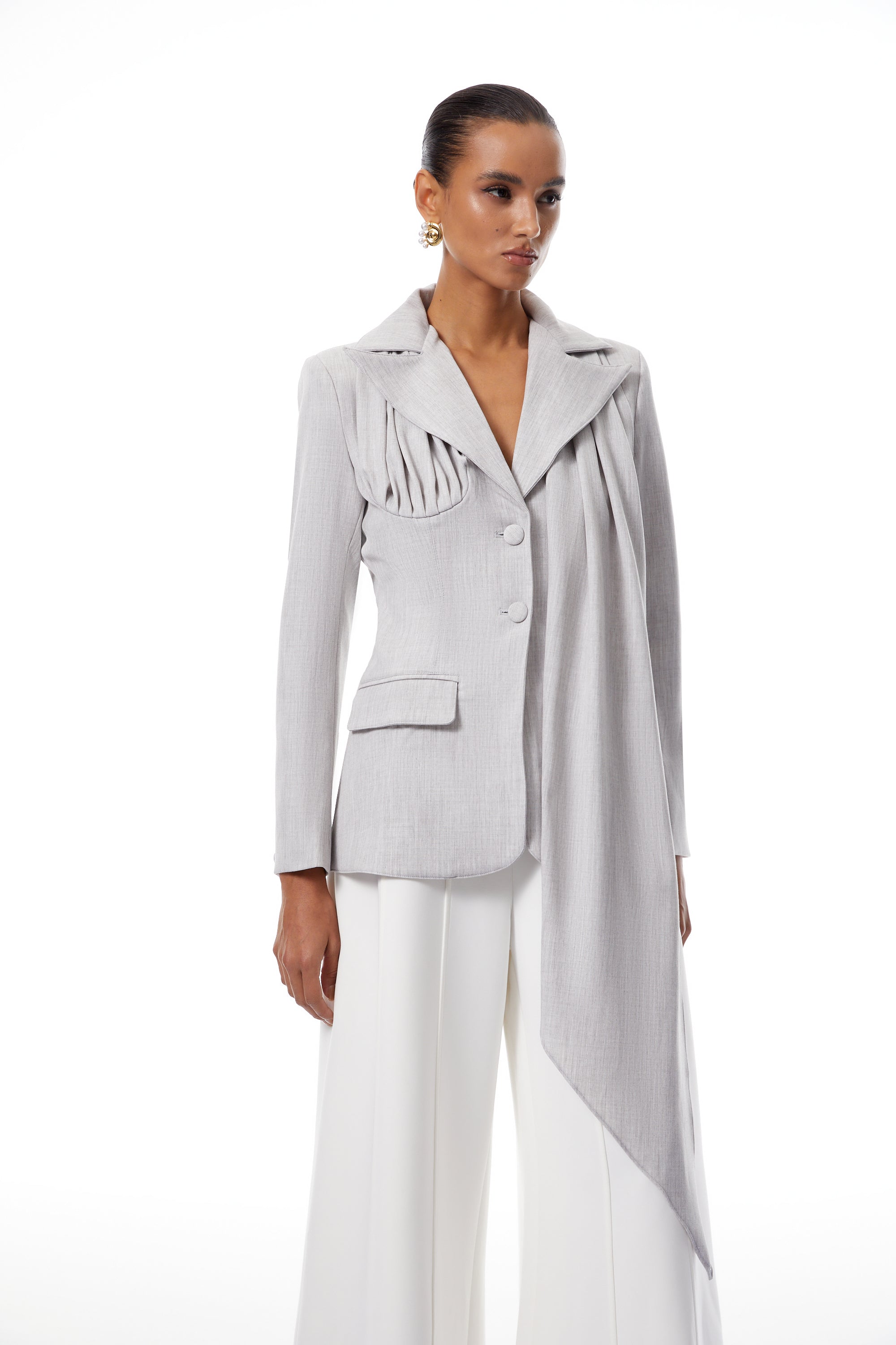 Margarethe Grauer asymmetrischer Drapé-Blazer