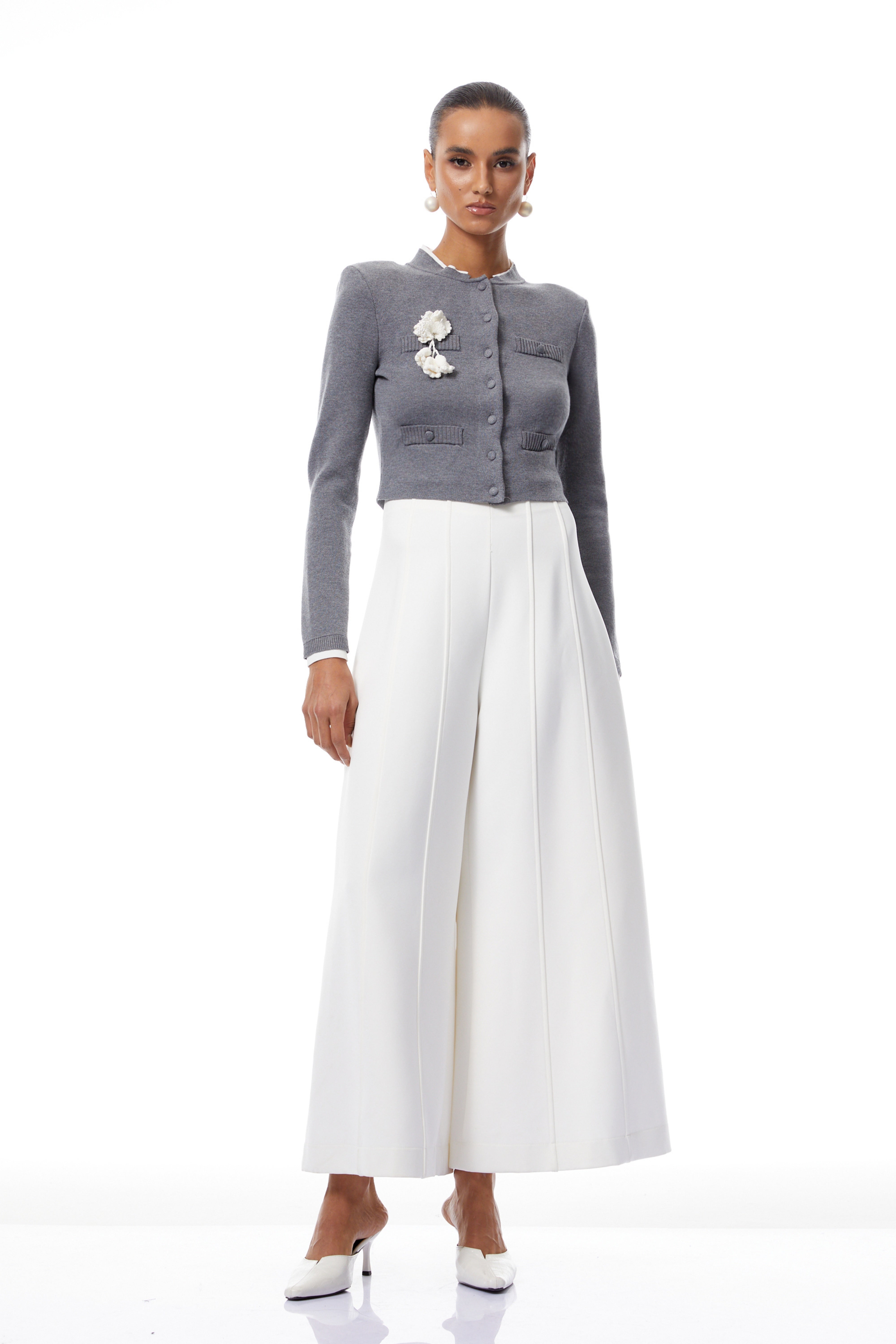 كارديجان ليزيت رمادي ثلاثي الأبعاد محبوك