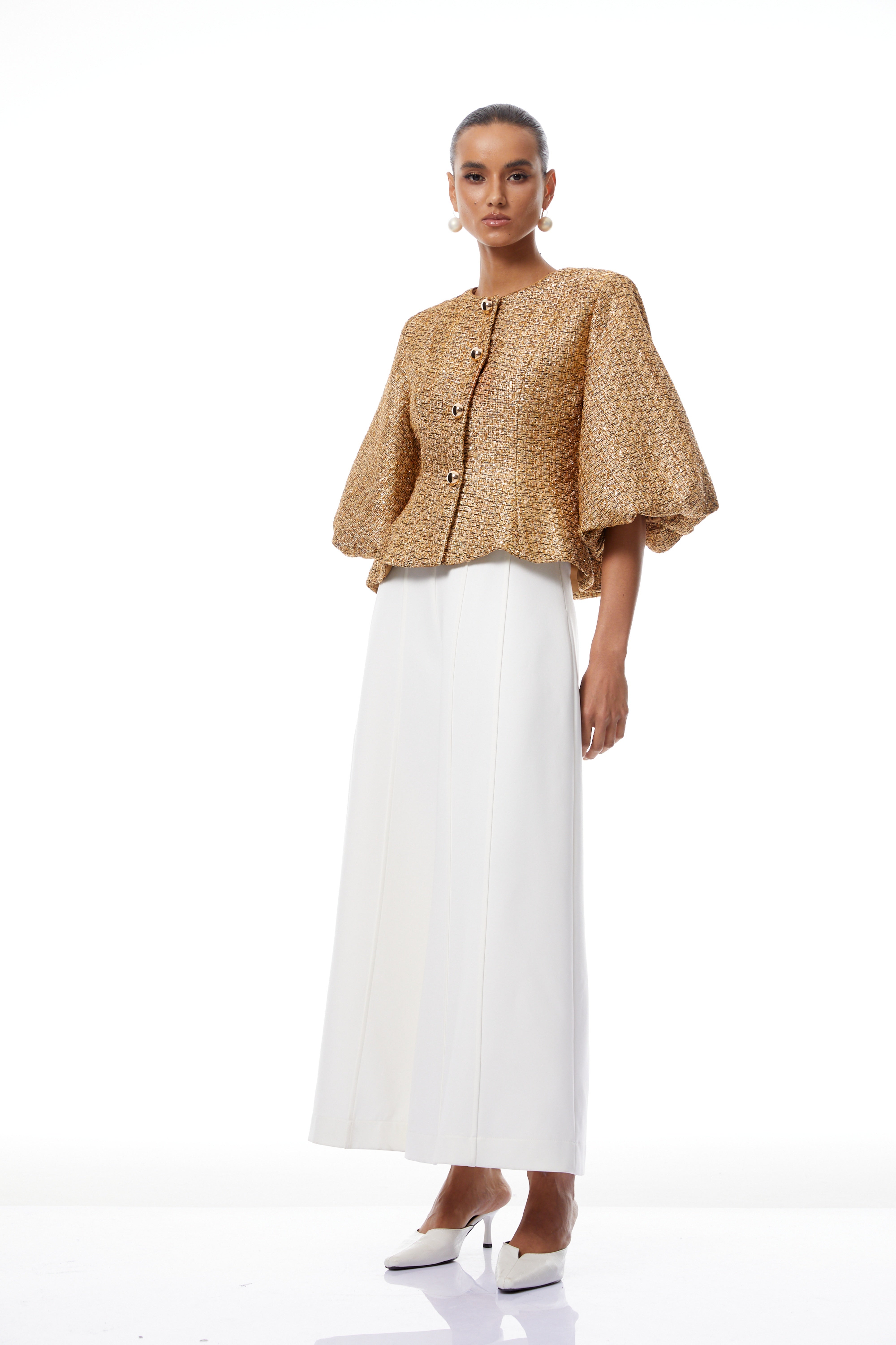 Clothilde Gold Sequined Tweed Jacket