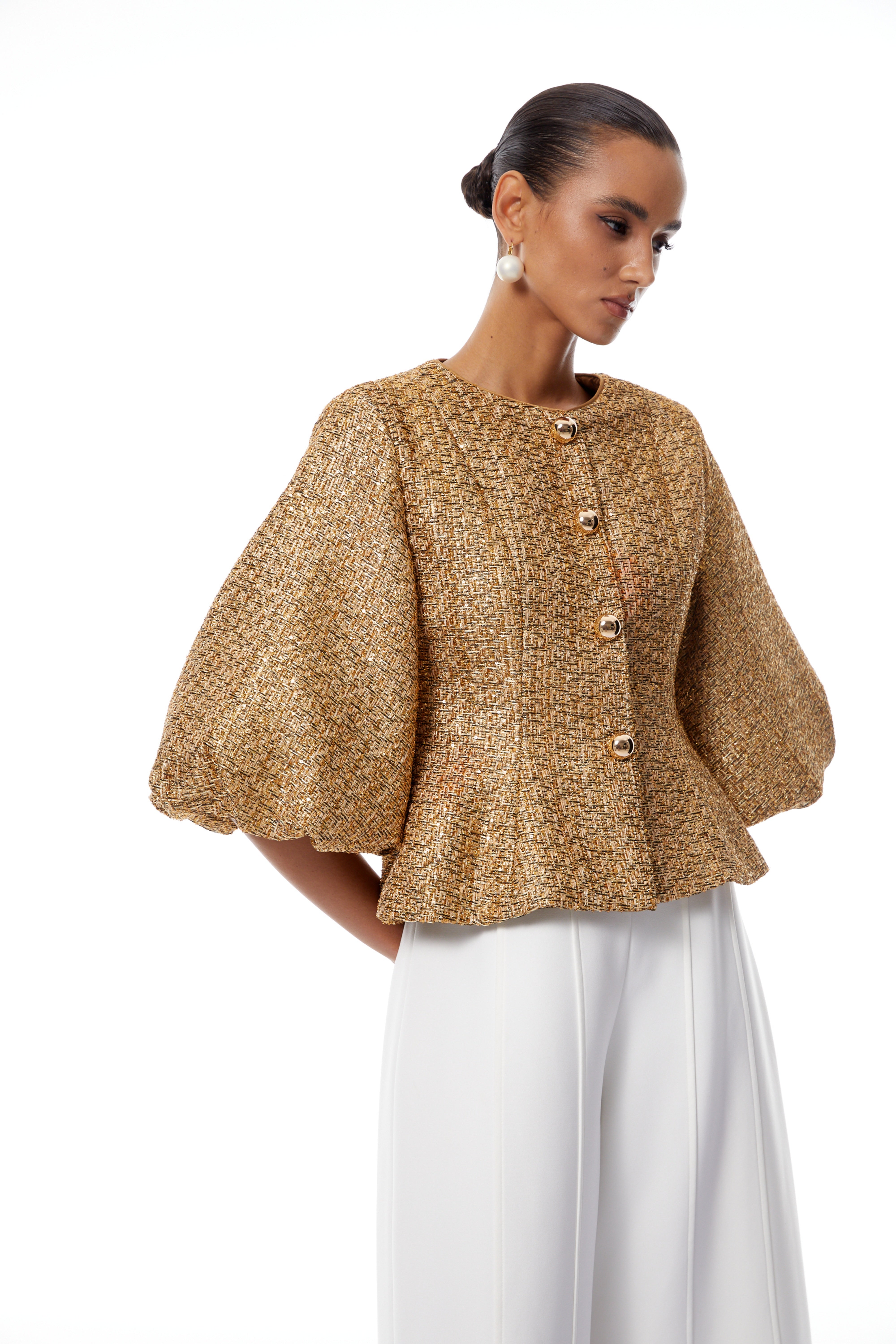 Clothilde Gold Sequined Tweed Jacket