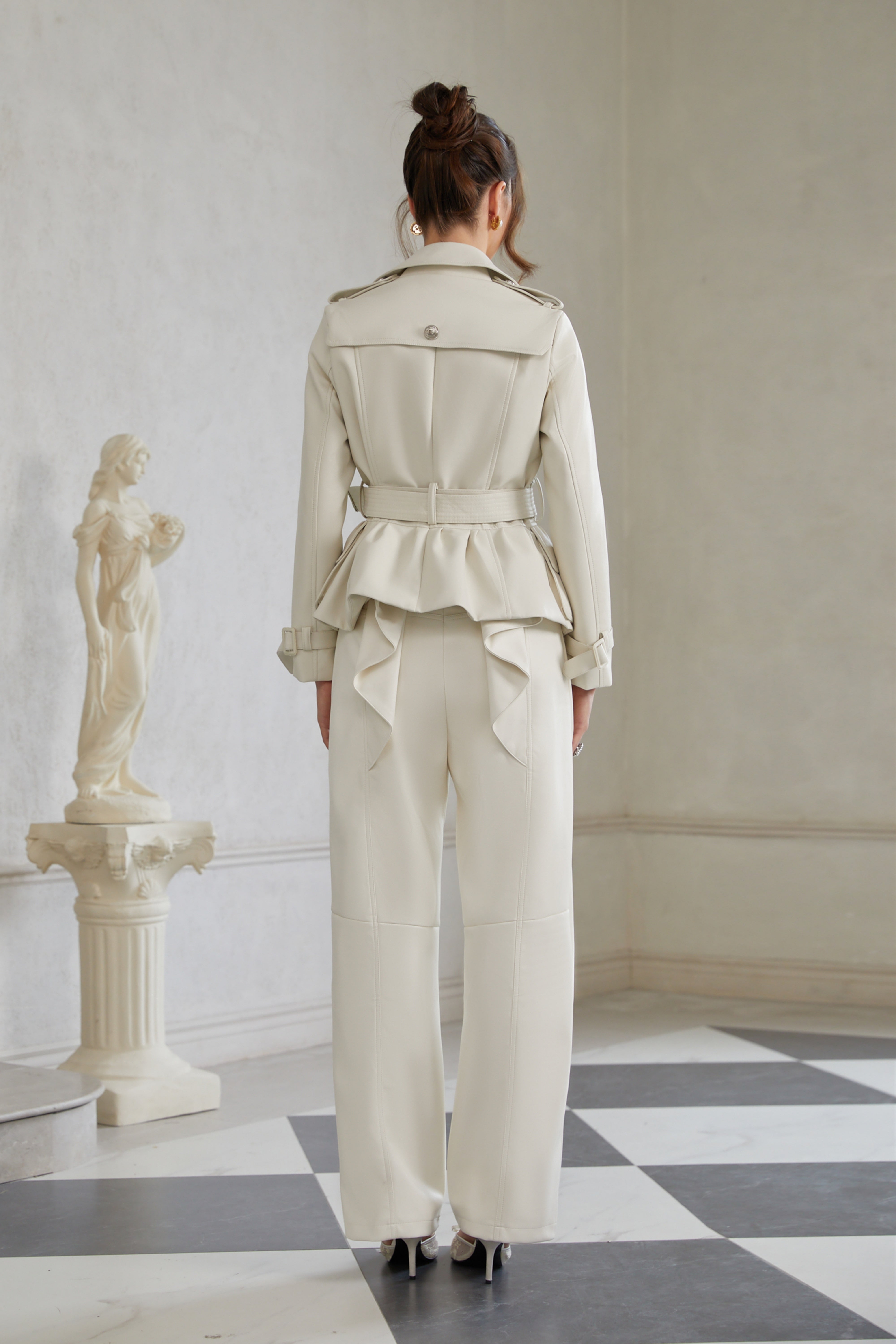 Melanie White zweireihige Leder-Bikerjacke