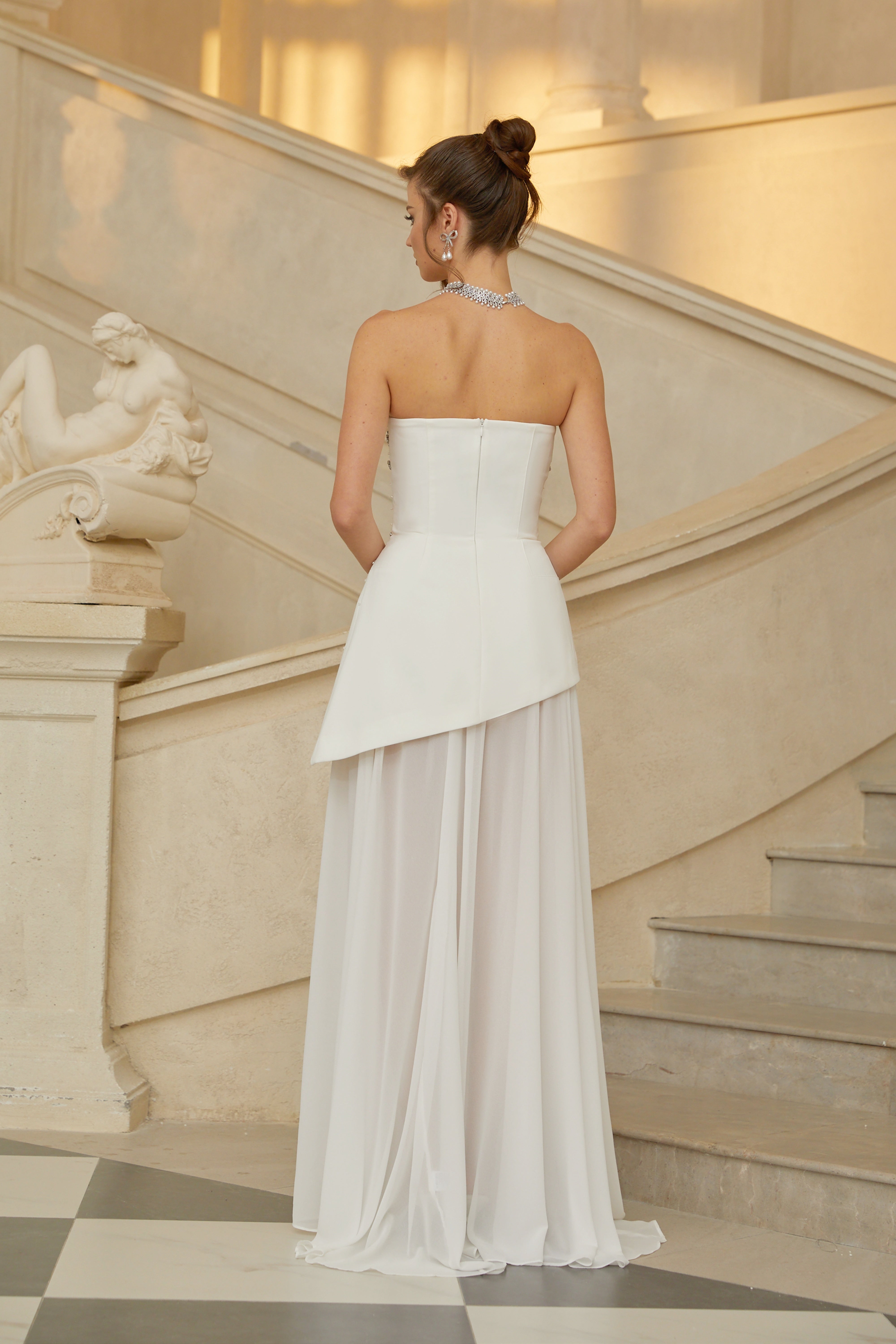 Melisande White Embellished Dress & Skirt Set