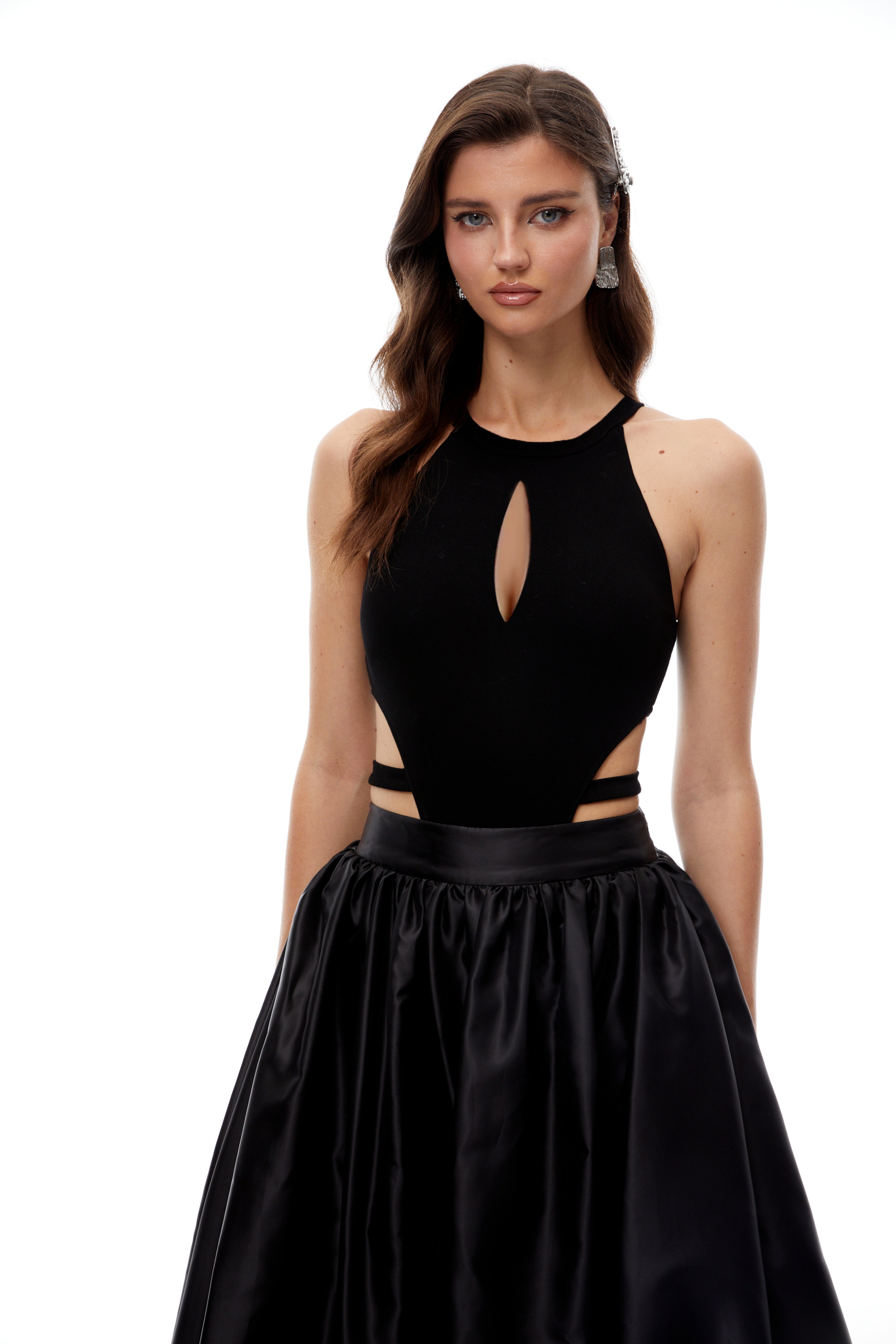 Riley Black Halterneck Cut Out Bodysuit