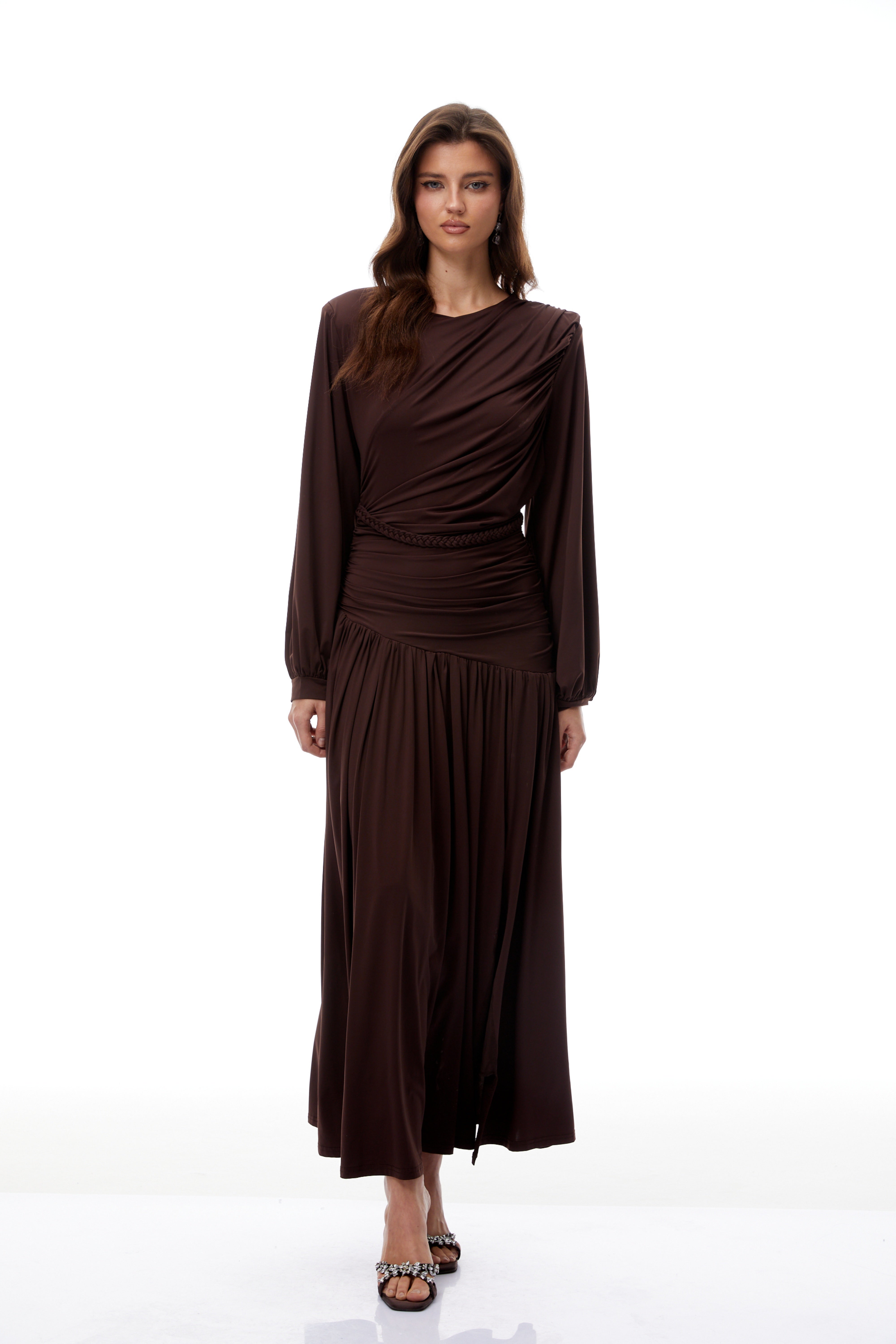 Tabitha Brown Maxikleid mit Zopfdetails und Raffungen