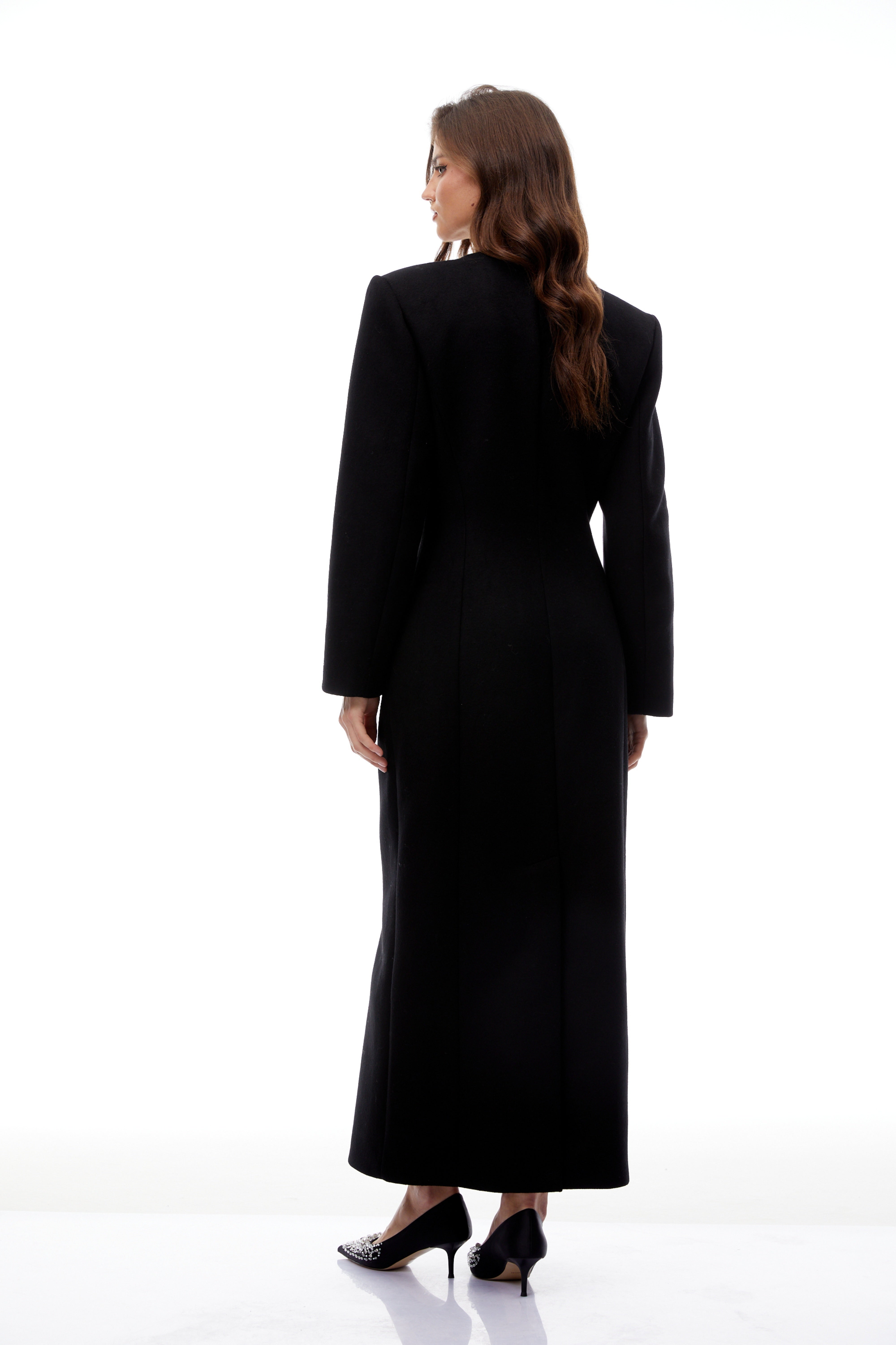 Oline Black Double-Breasted Maxi Blazer Dress
