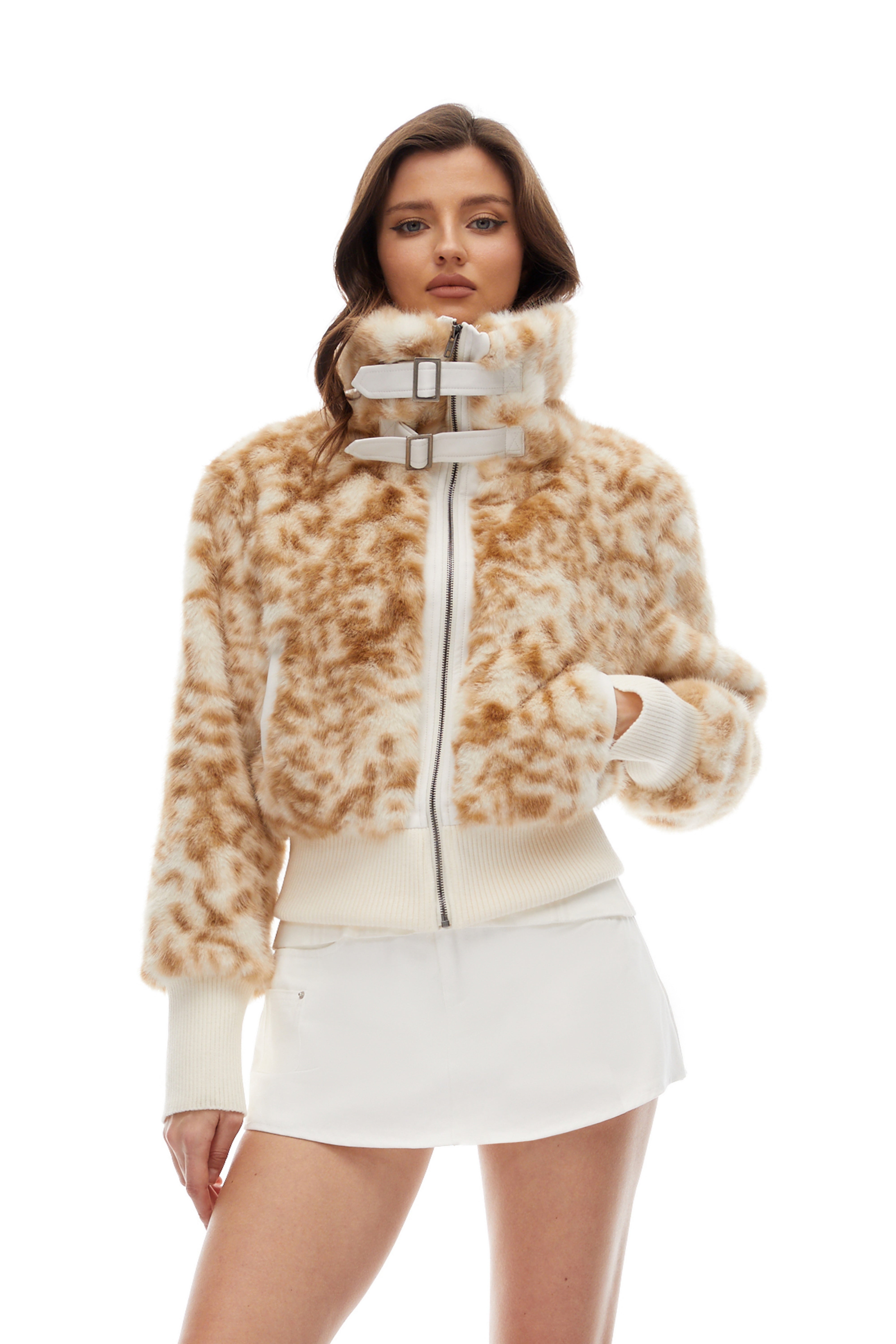 Amira Brown Ombré Print Fur Coat
