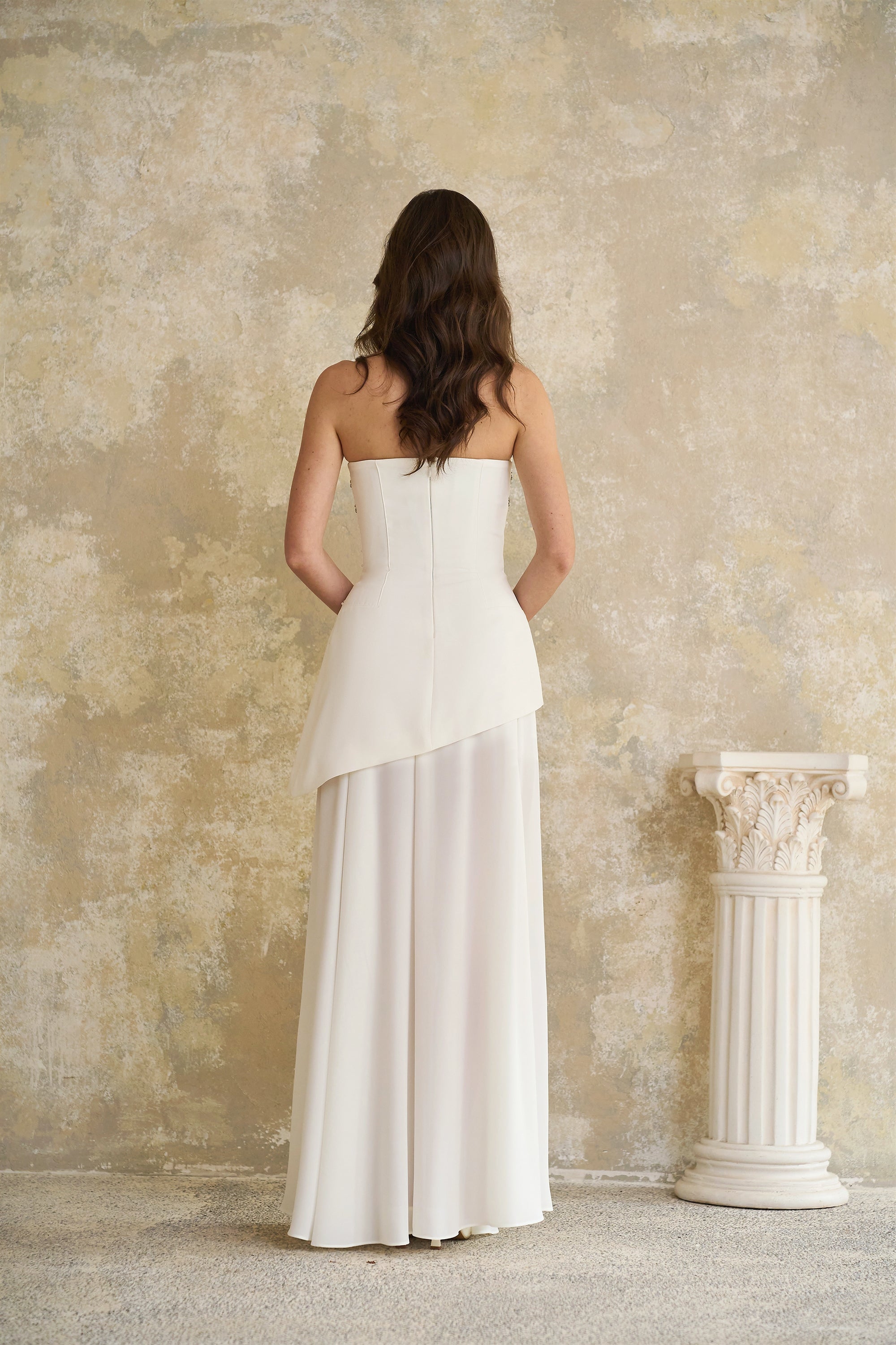 Melisande White Embellished Dress & Skirt Set