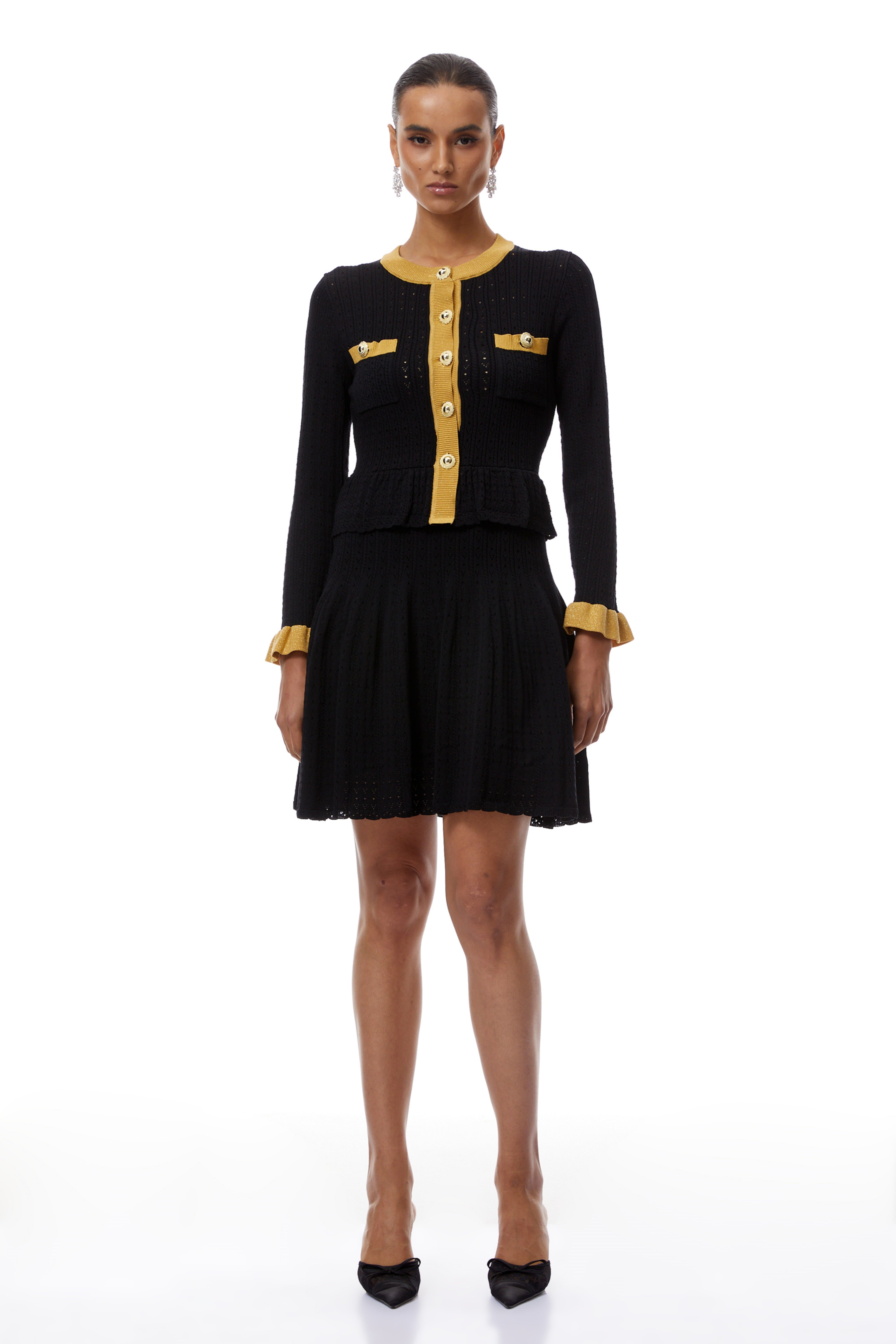 Khloe Black Color Block Knit Mini Dress