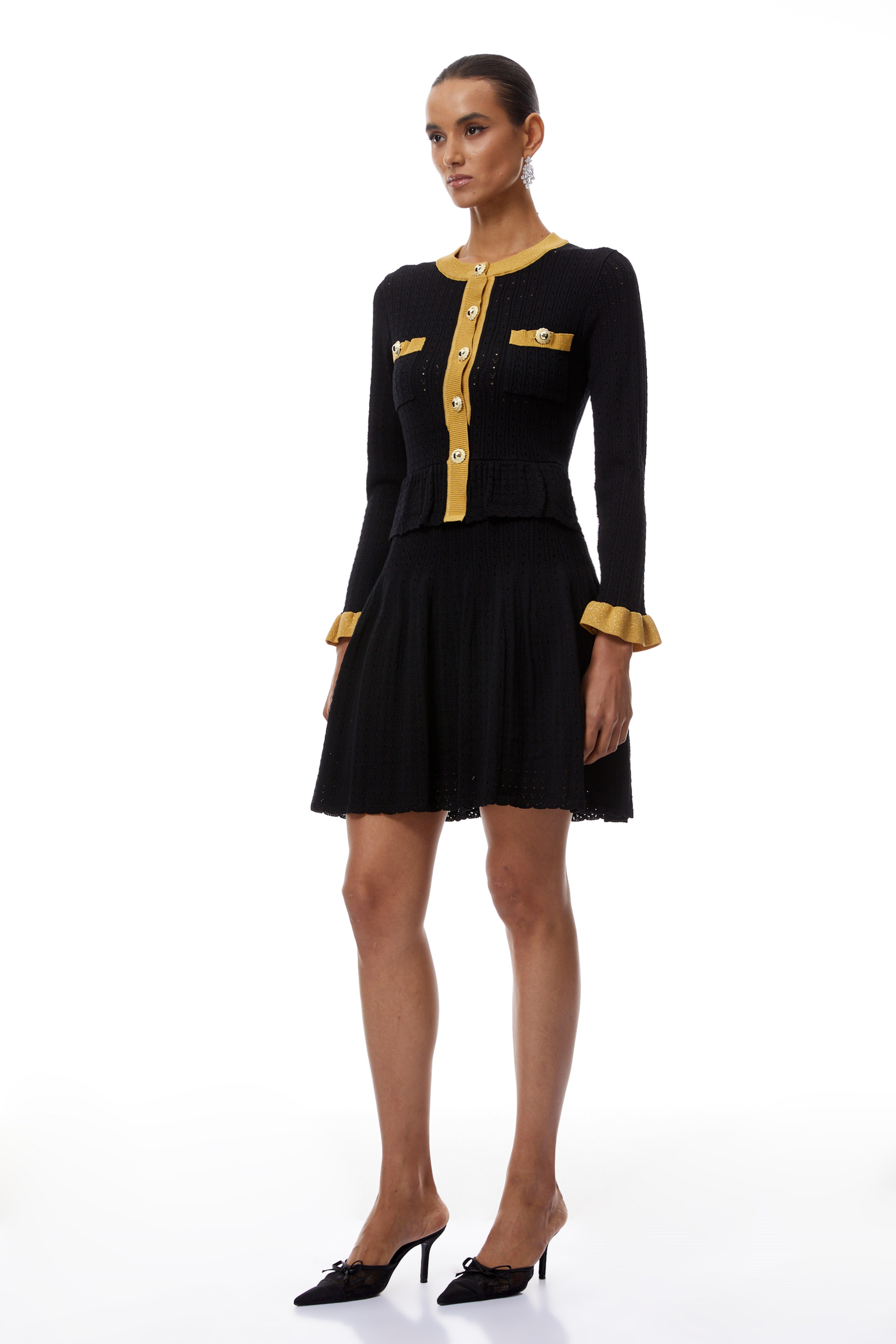 Khloe Black Color Block Knit Mini Dress