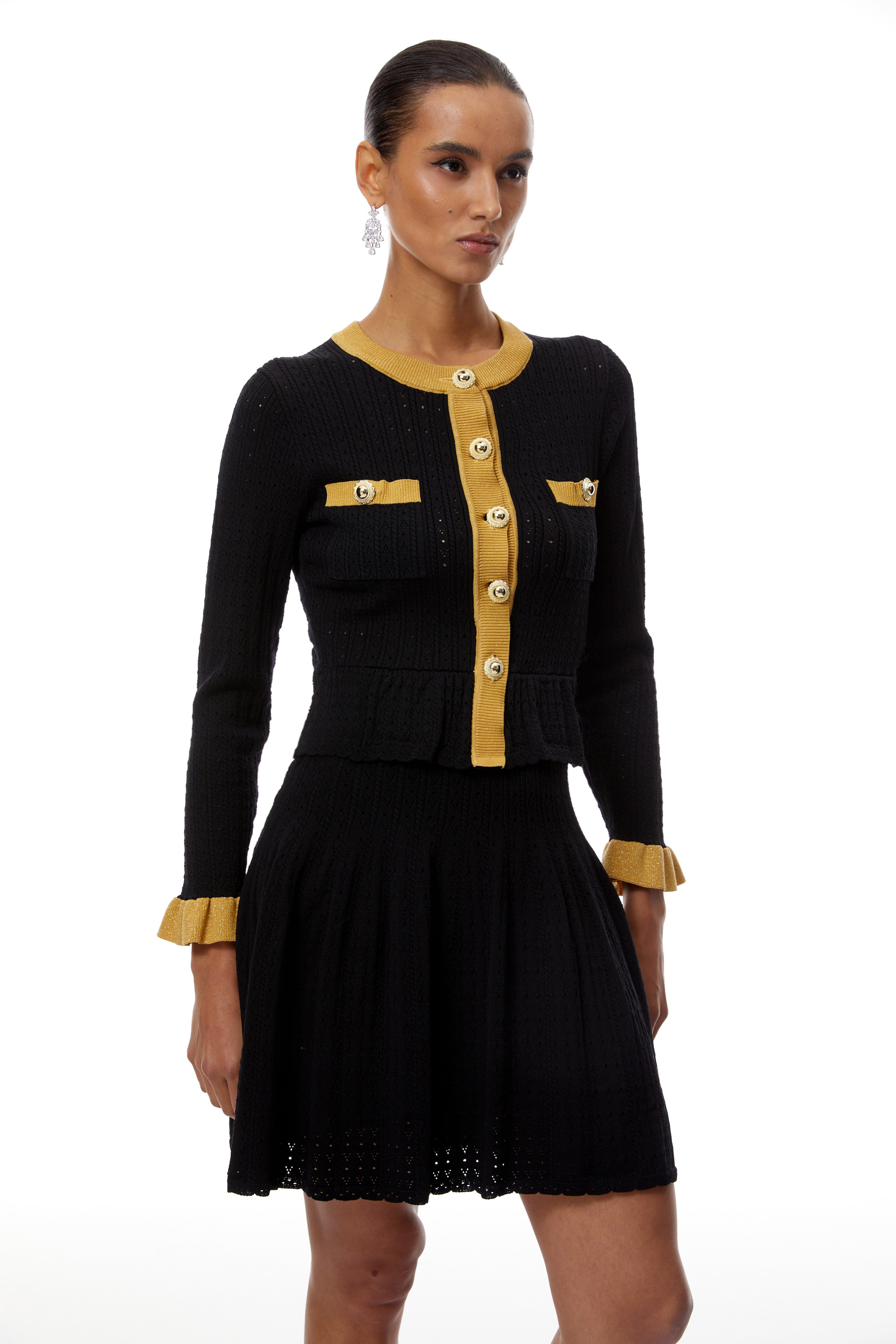 Khloe Black Color Block Knit Mini Dress