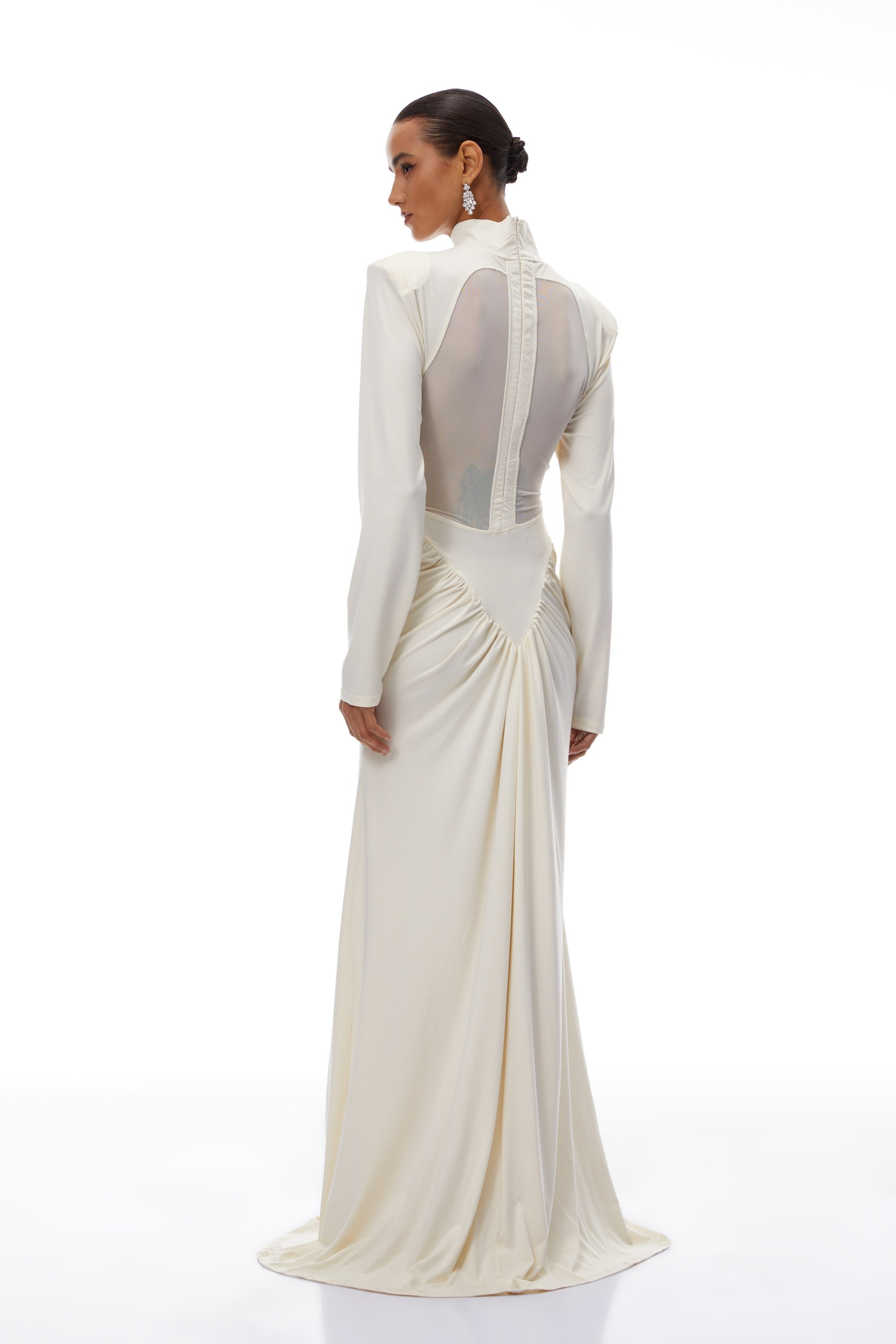 Harriet White Cut Out Ruched Maxi Dress