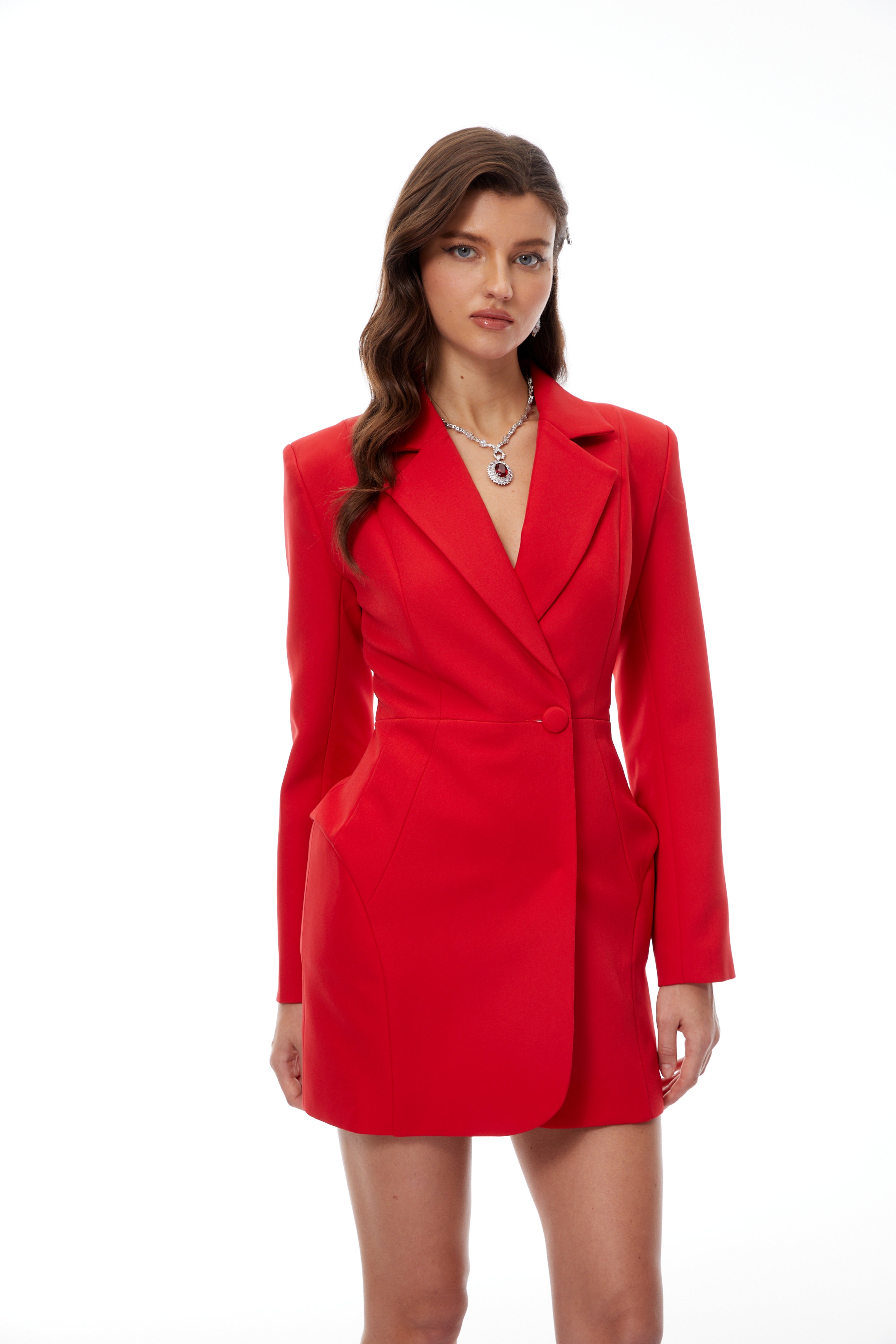Pálína Red Structured Mini Blazer Dress