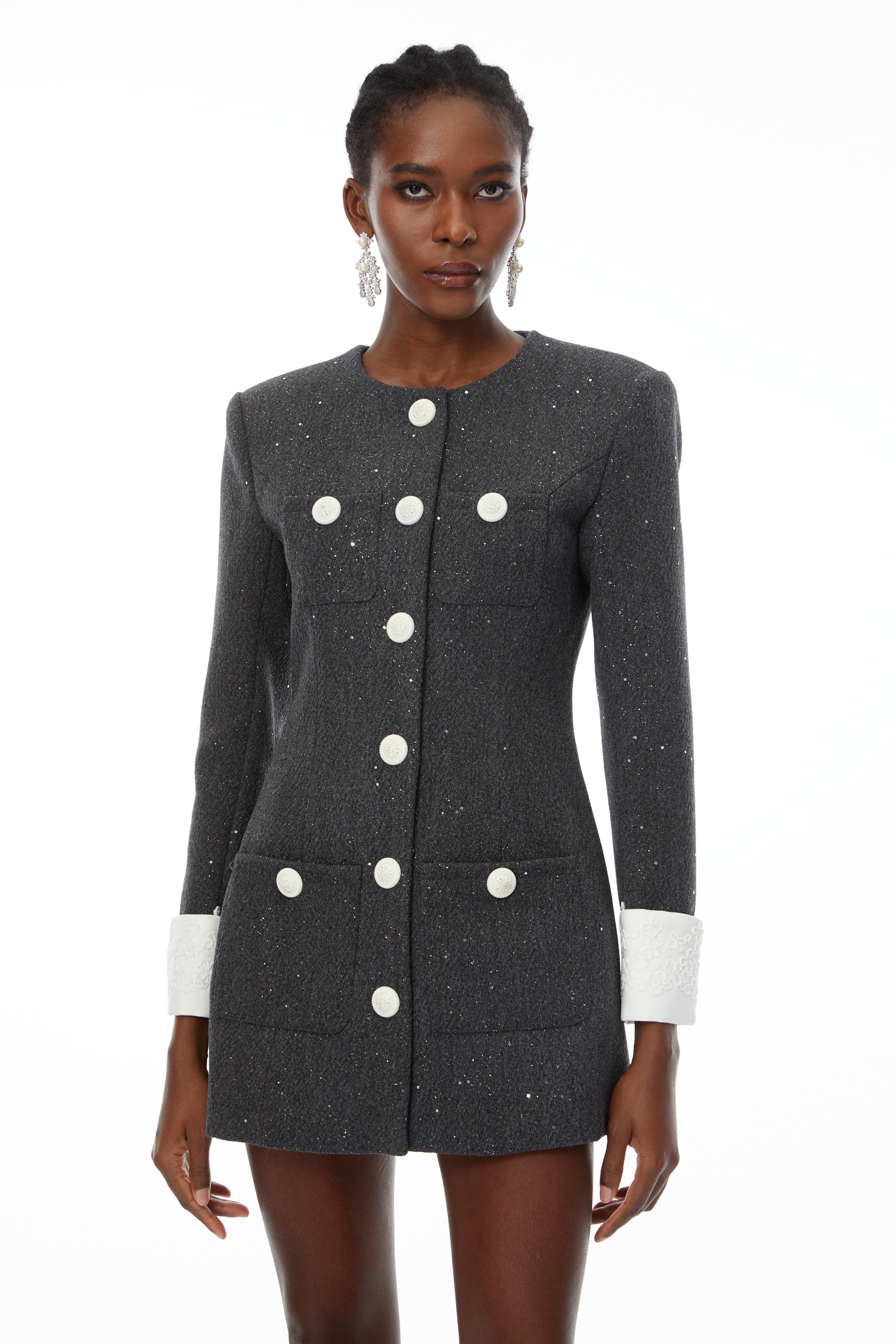 Teresa Grey Seuquined Tweed Mini Blazer Dress
